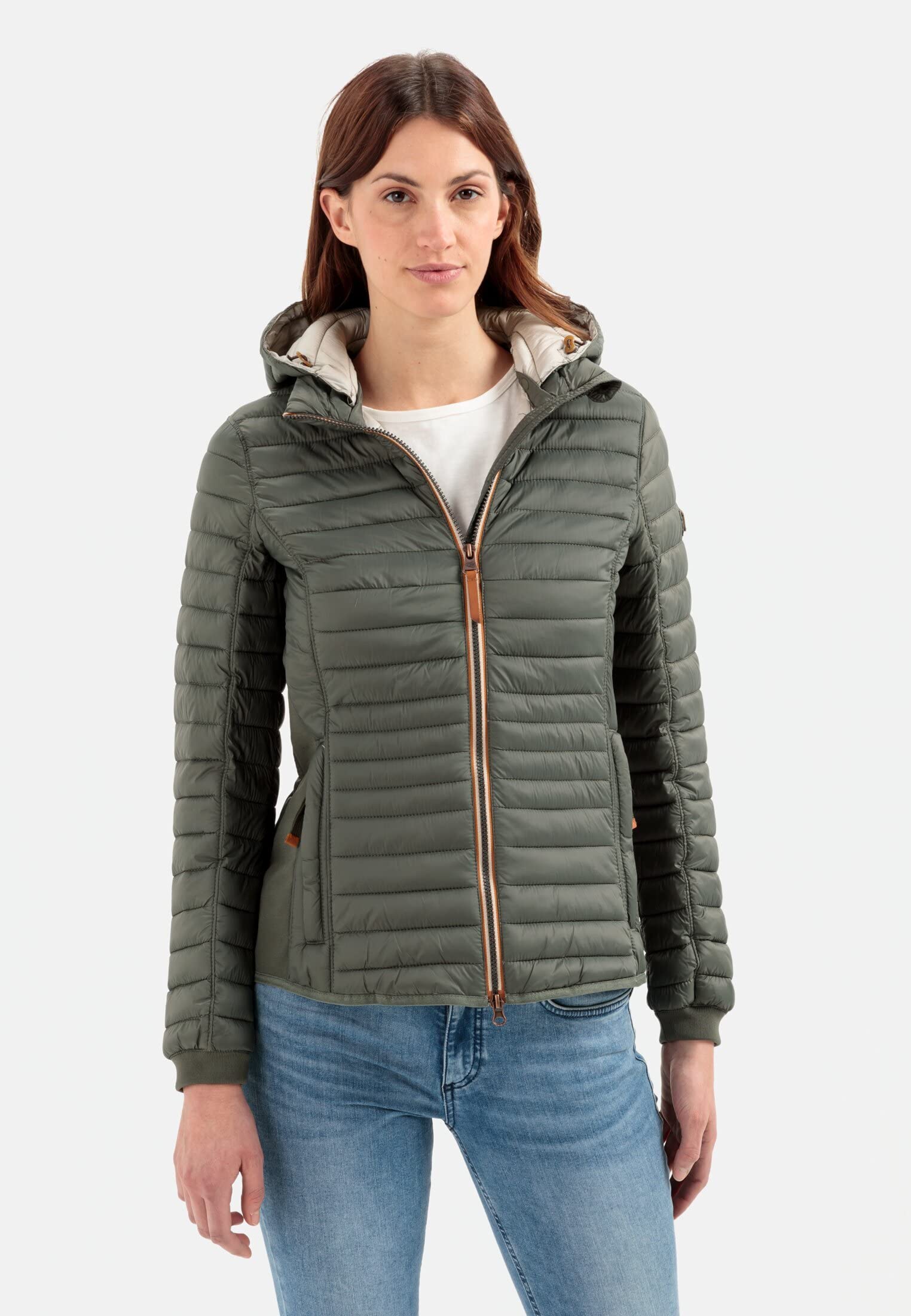 camel active Damen leichte Steppjacke mit Abnehmbarer Kapuze
