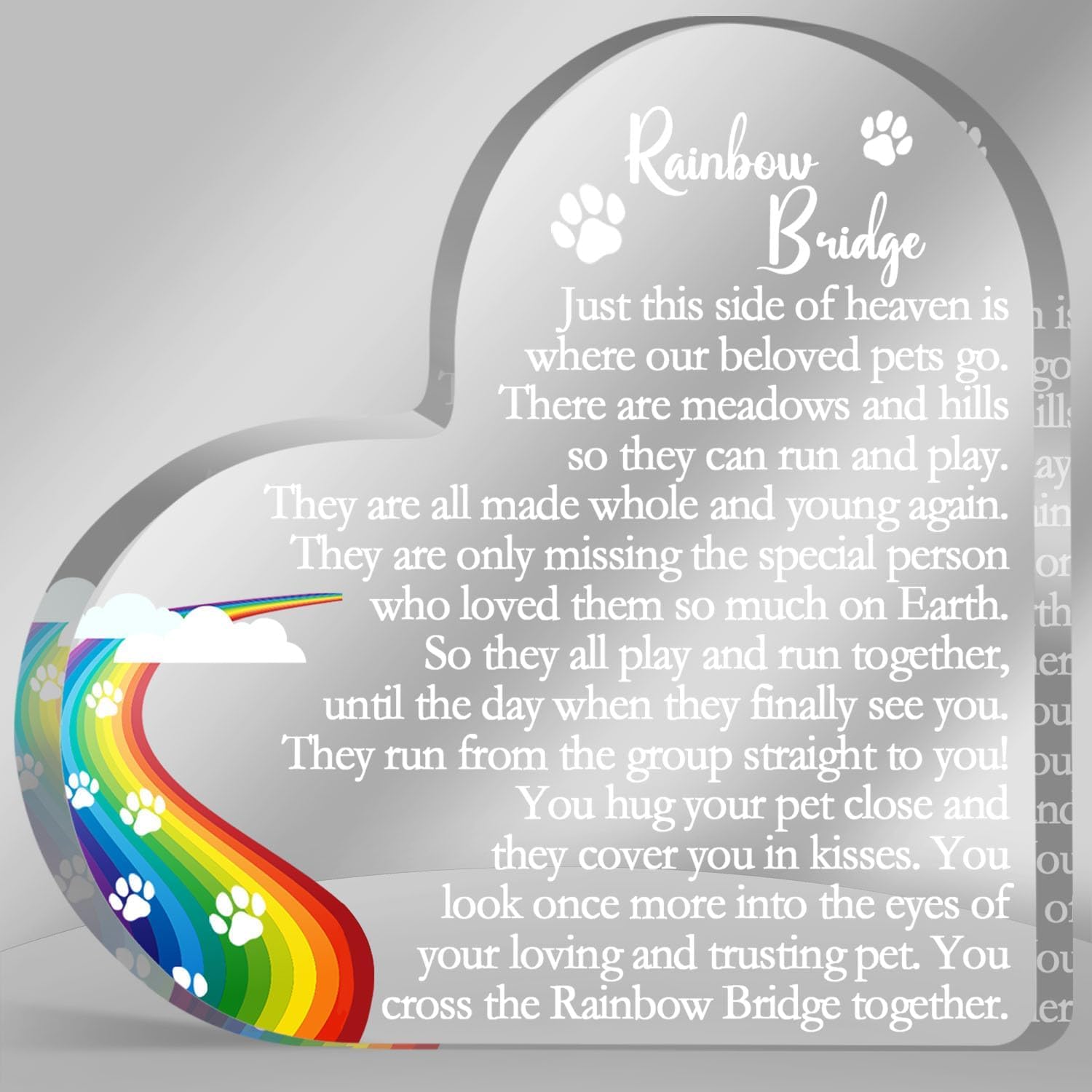 Kisoyo Sign-30 Rainbow Bridge Sign Decor, Pet Memorial Sympathy Gift For Loss Of Dog Cat, Pet Loss Memorial Acrylic Decorations, Condolences Gifts For Pet Loss Remembrance Keepsake