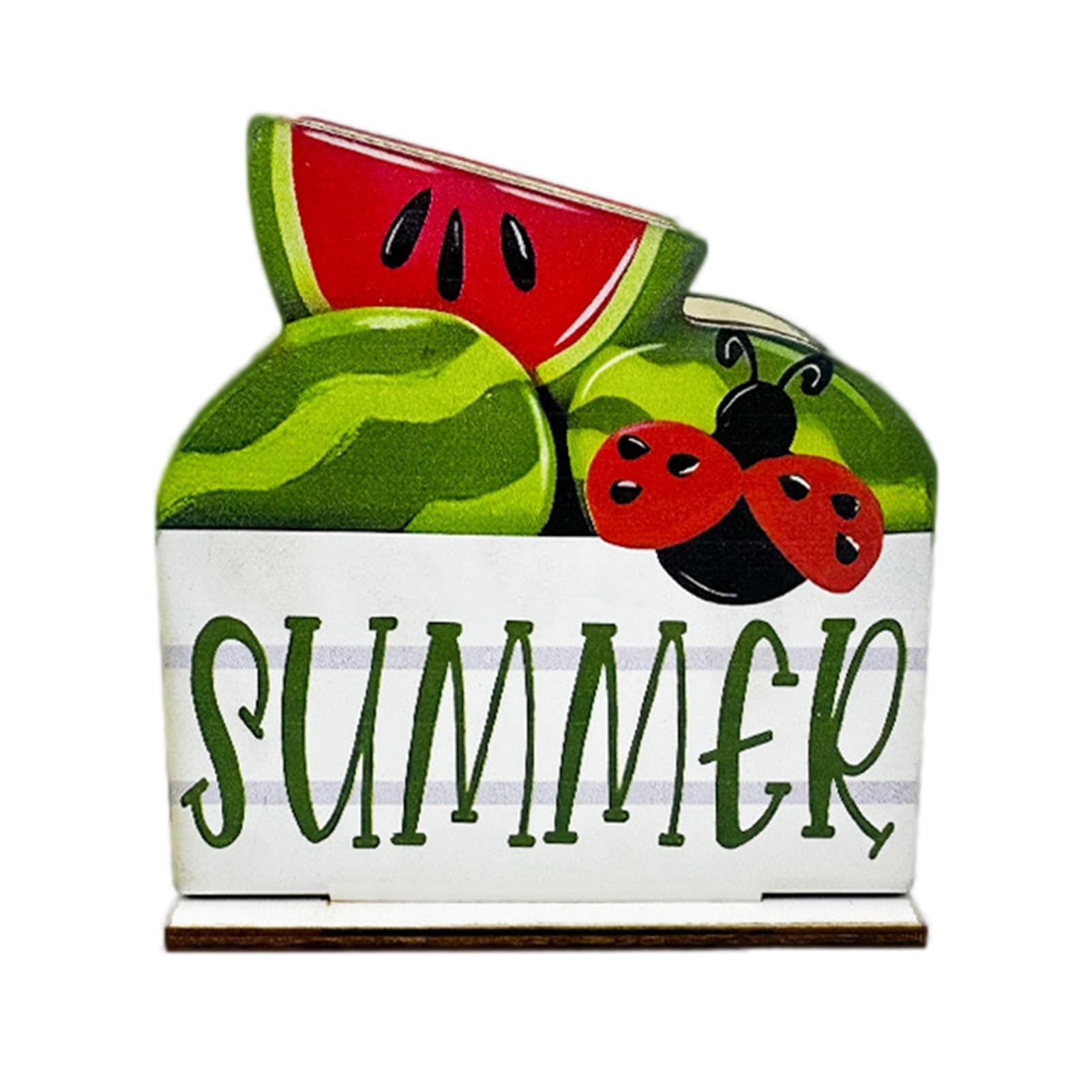 Glifora Wooden Napkin Holder with Universal Card Slot - Summer-Themed Designs, Solid Wood Tissue Dispenser for Standard Napkins