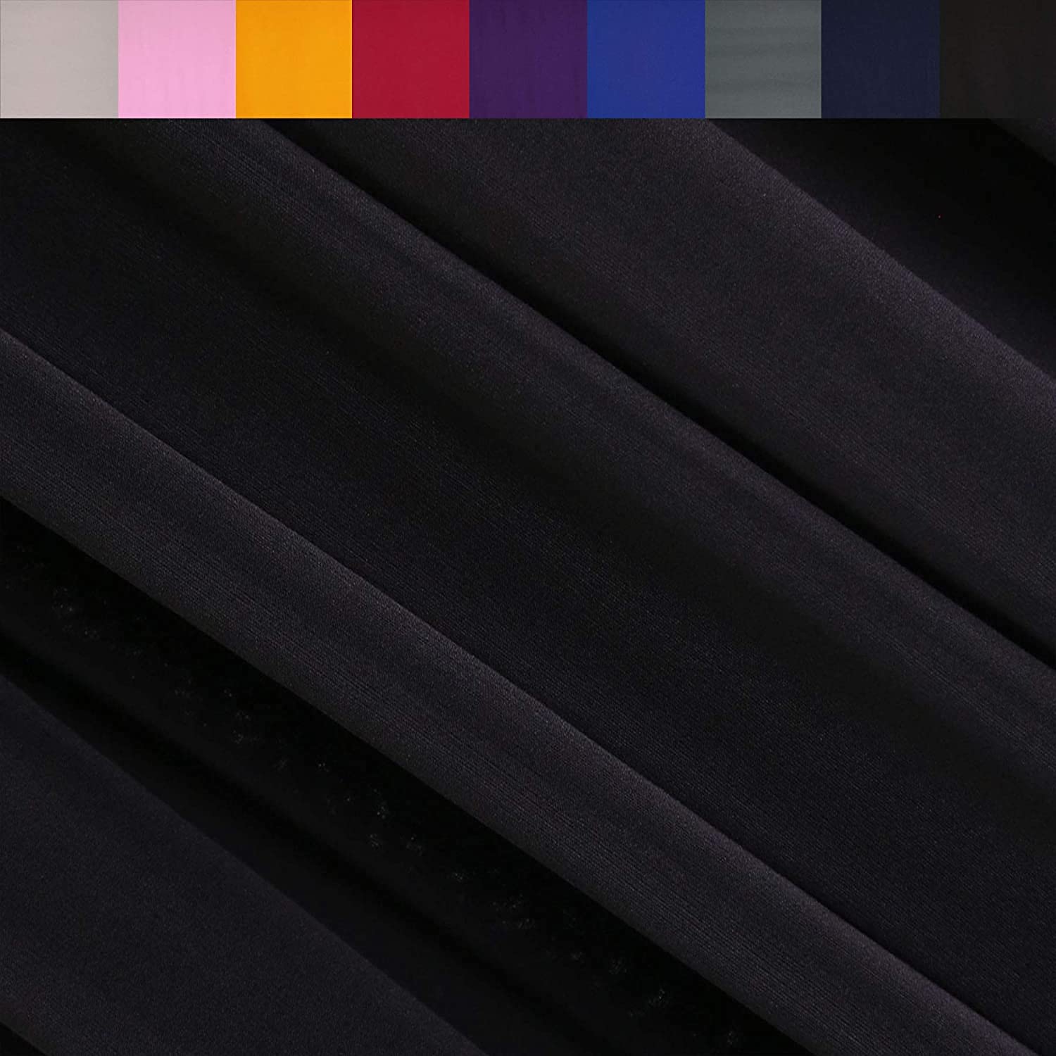 FabricLAITY Knit Jersey Polyester Spandex Fabric by The Yard - 60" Inch Wide, 2-Way Stretch - Costumes & Dancewear - Black, 1 Yard