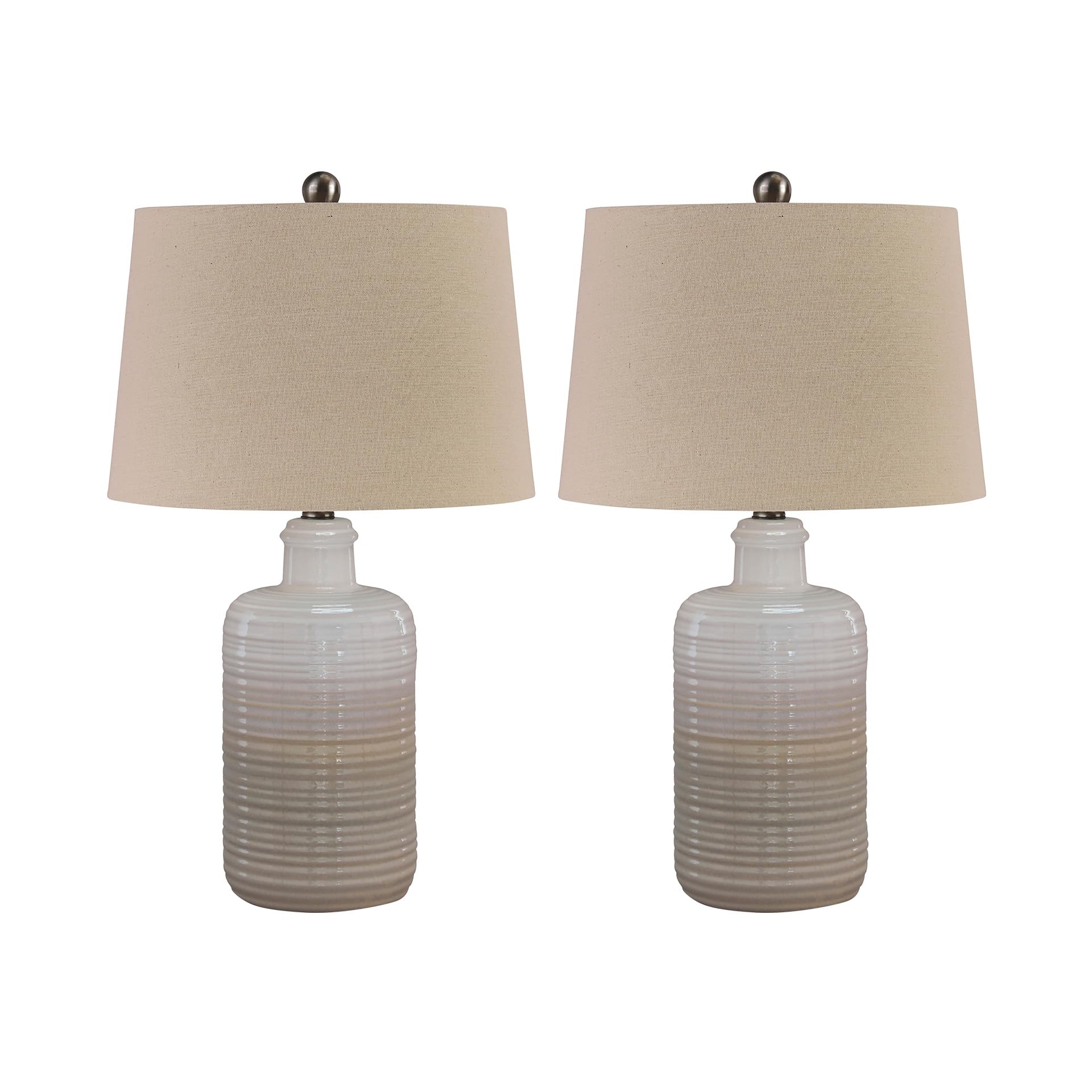 Signature Design by Ashley Marnina 25.5" Neutral Ceramic Table Lamp Set, 2 Count, Taupe