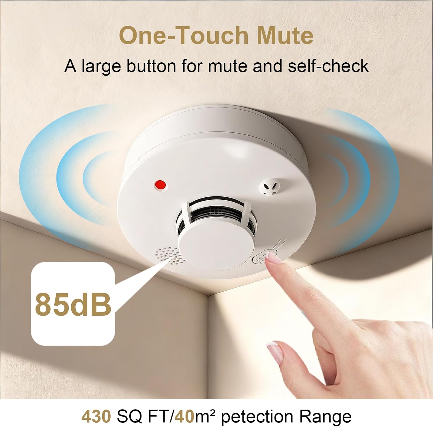 Smoke Detector, Fire Alarms for Home, Battery Powered Photoelectric Smoke Alarm with Test/Mute Button,12 PCS