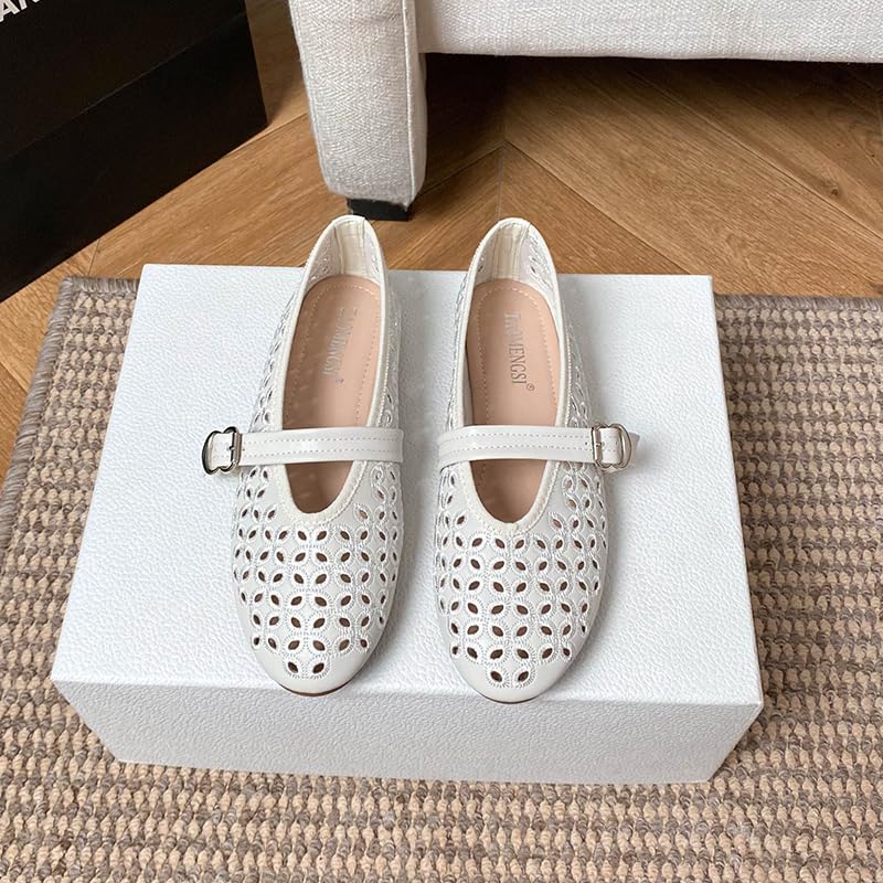 Breathable Perforated Ballet Flats for Women - Mary Jane Style Comfort Flats Shoes - Office & Casual Wear Walking Shoes2