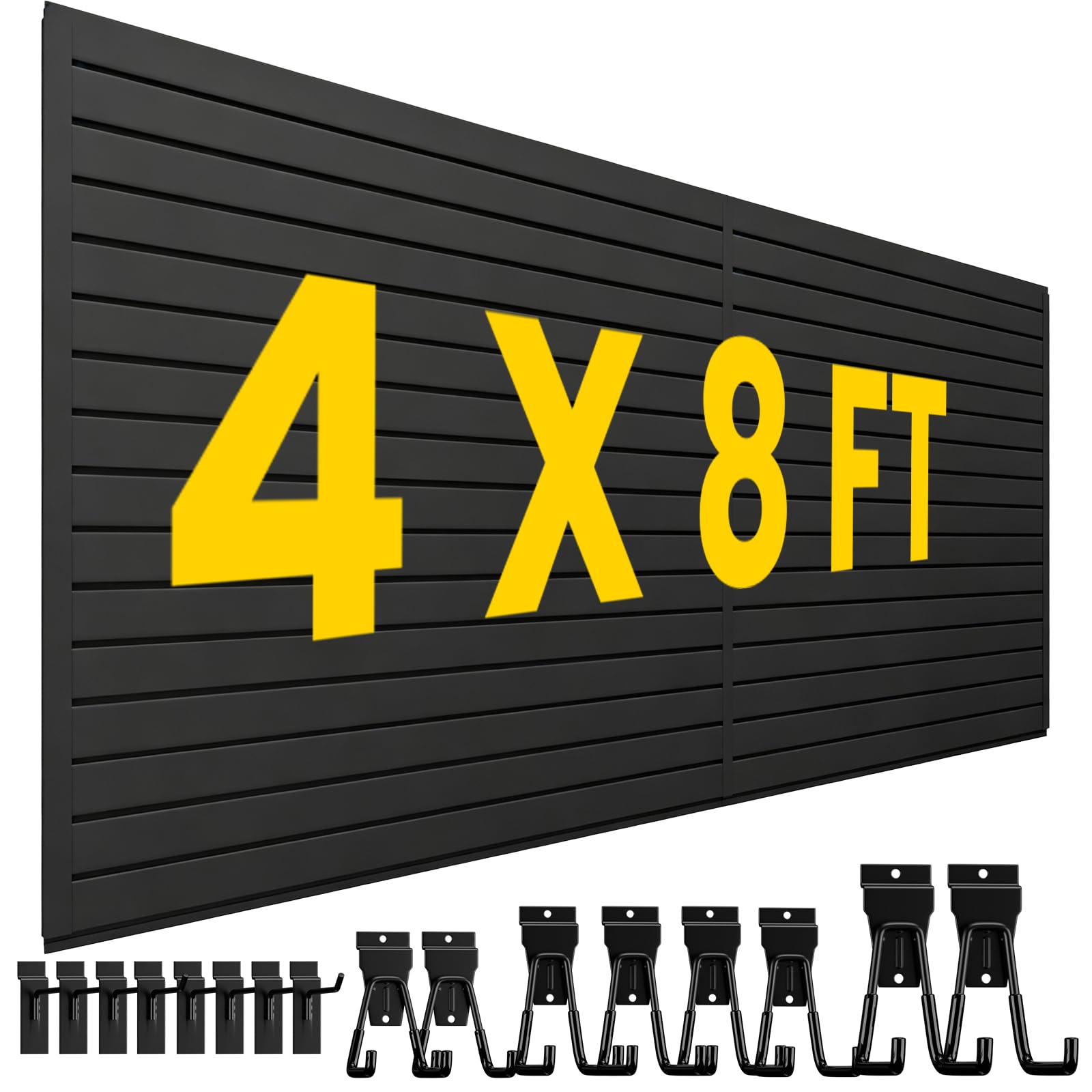 Photo 1 of *** MINOR SCRATCHES ***AQOVOR Slat Wall Paneling Wall Storage Systems (Black, 4x8 FT)