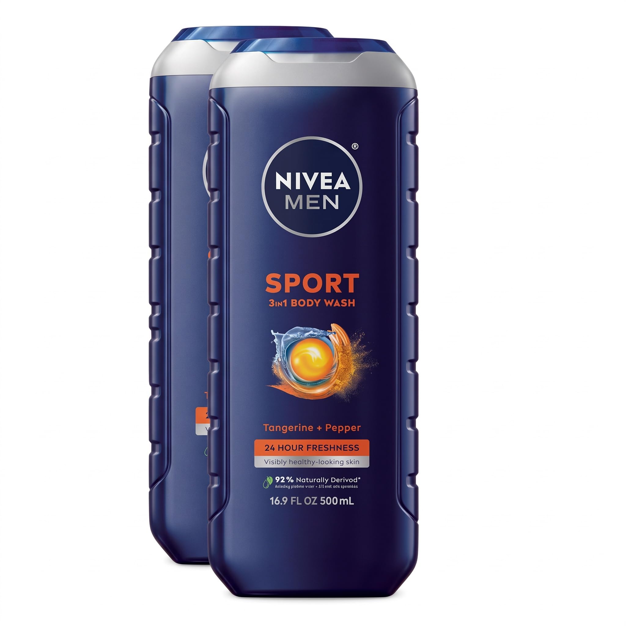 Nivea Men Sport Body Wash with Revitalizing Minerals, 16.9 Fl Oz Bottle (Pack of 2)