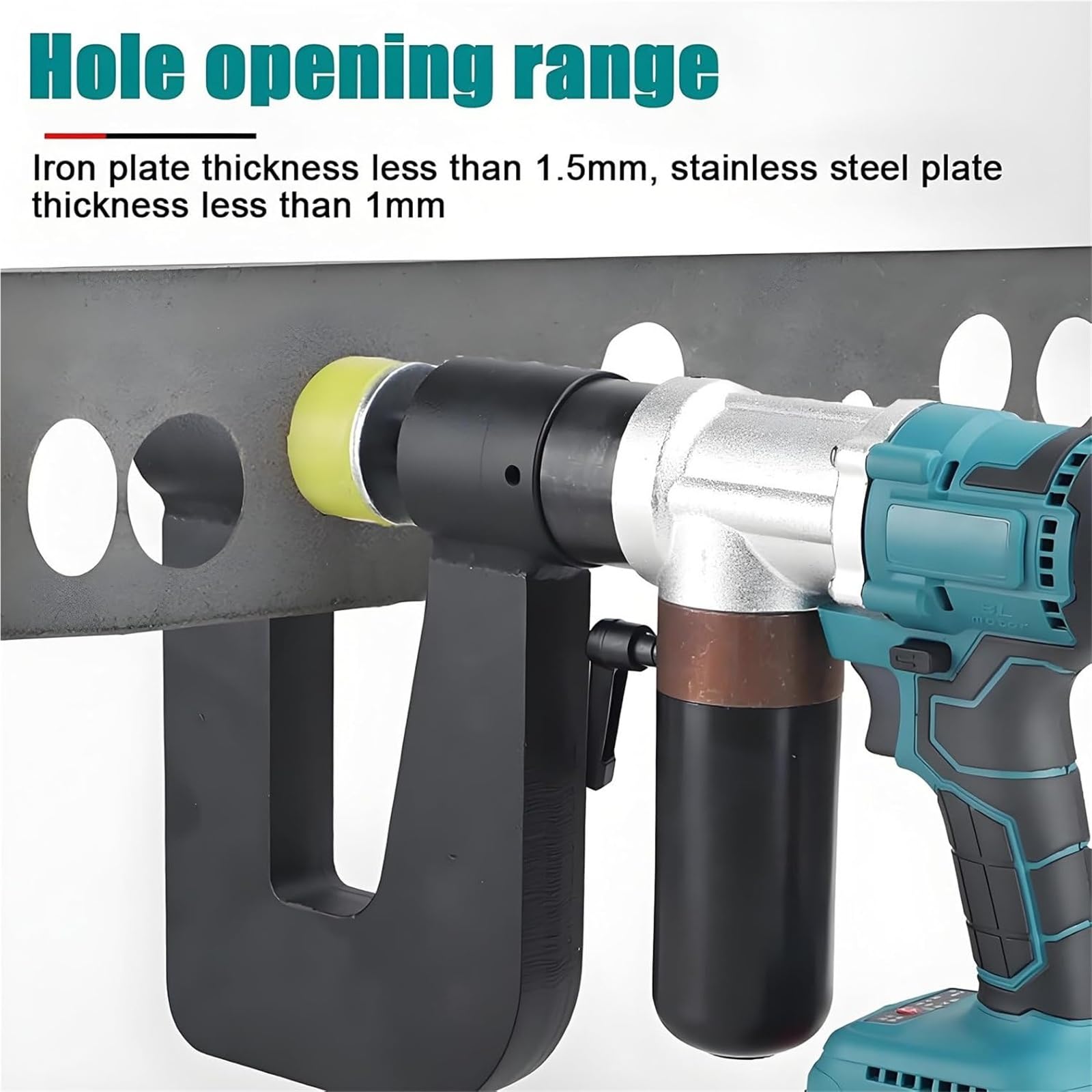 Perforatore idraulico, perforatore elettrico senza fili con 2 batterie, profondità 150 mm, resistente per metallo, punzonatura veloce 5s, include 1 stampo