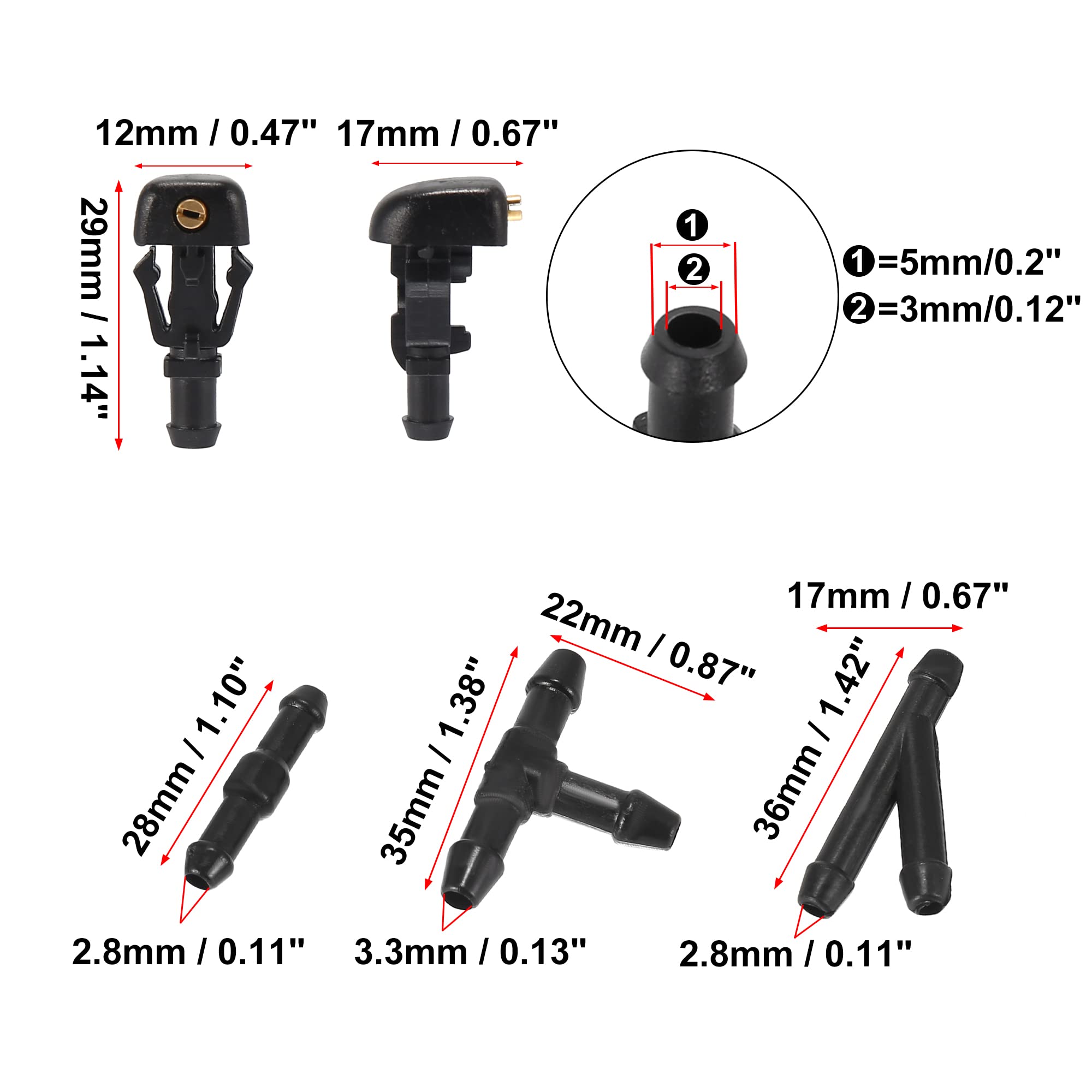 Windshield Wiper Washer Nozzle & Hose Kit – Fits Ford F150, Flex, Taurus, Nissan