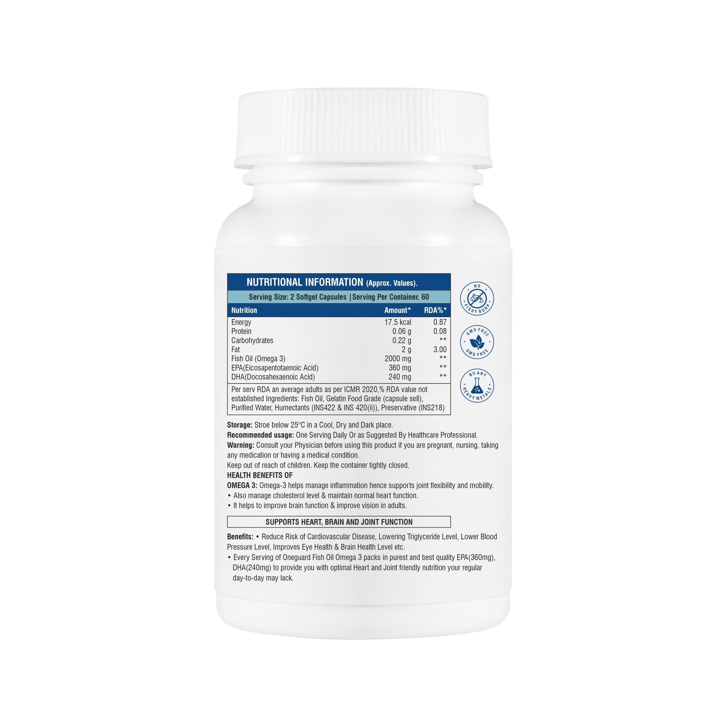 Fish Oil Double Strength (60 Capsules) 360 EPA, 240 DHA and other omega For Healthy Heart, Brain, Bones, Joint Care & Eye Health | Salmon Fishoil — Amazon image 8