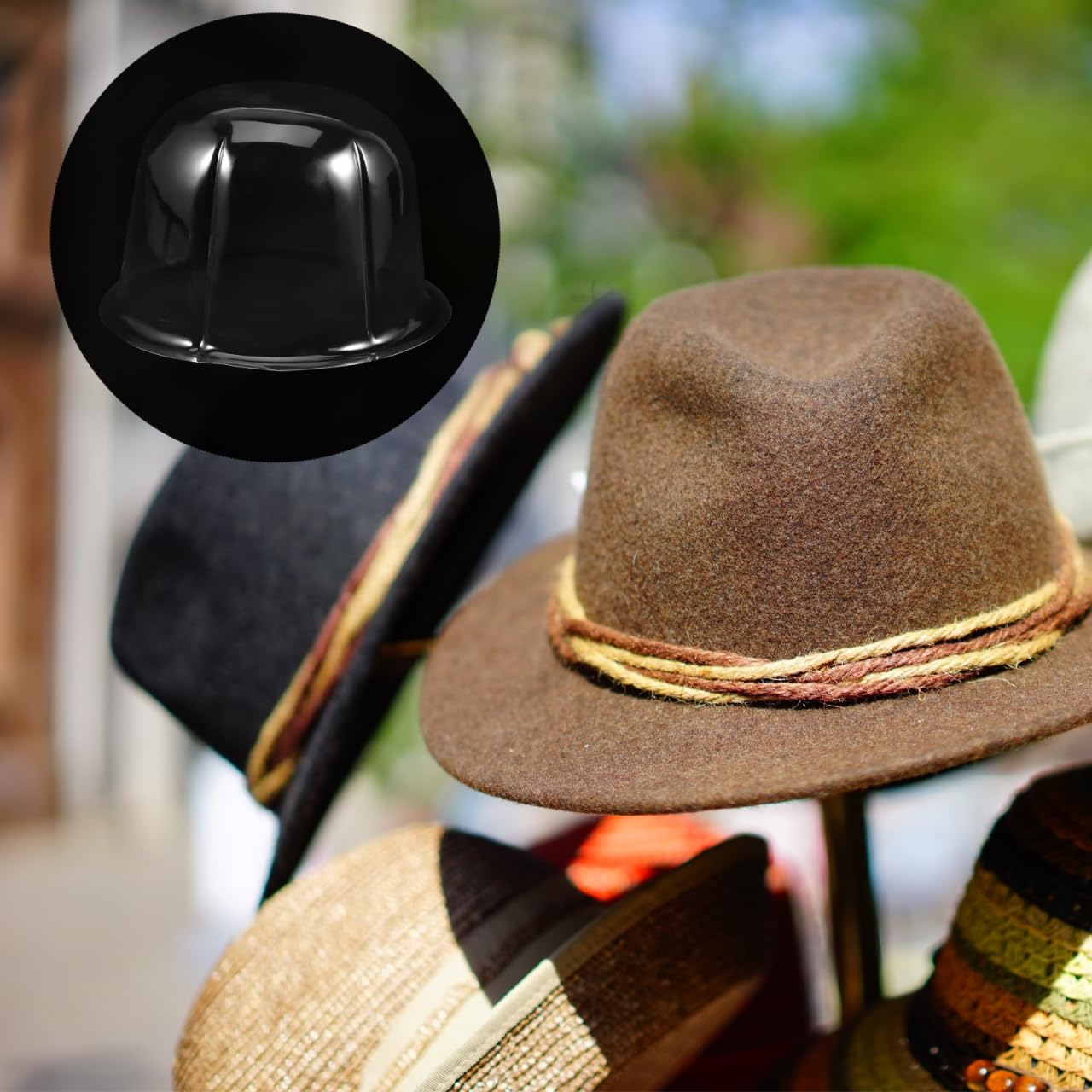 GALPADA 8-Piece Plastic Hat Stand Rack - Tabletop Hat Display & Wig Holder for Home & Travel