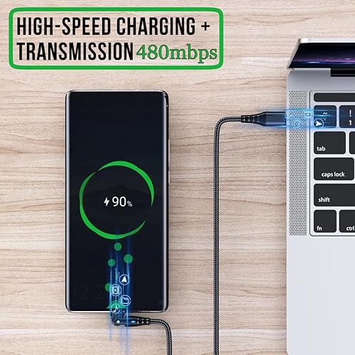 Miniatura 3 de Top-Up Enchufe de cargador dual y cable de carga rápida USB C a USB C de 6 pies y 60 W con adaptador USB A, cable de carga rápida giratorio de 180