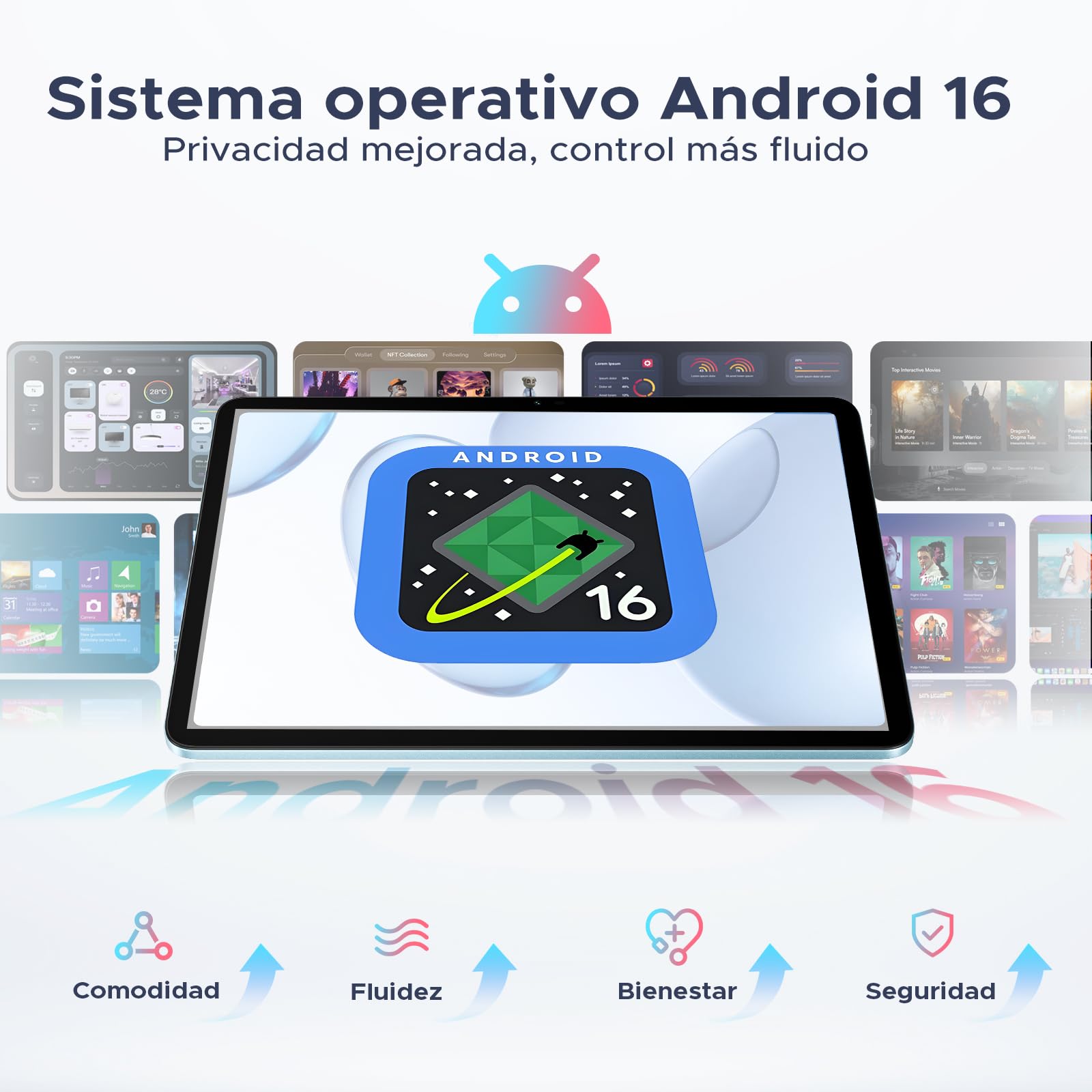 P12 Plus Tablet 12.2 Pulgadas, Android 16 & Gemini AI, 48GB RAM+256GB ROM/2TB, 120Hz 2.4K, T7300 Octa-Core, 12000mAh, Altavoces Cuádruples, Widevine L1/Tablet con Teclado y Ratón/Funda-Azul
