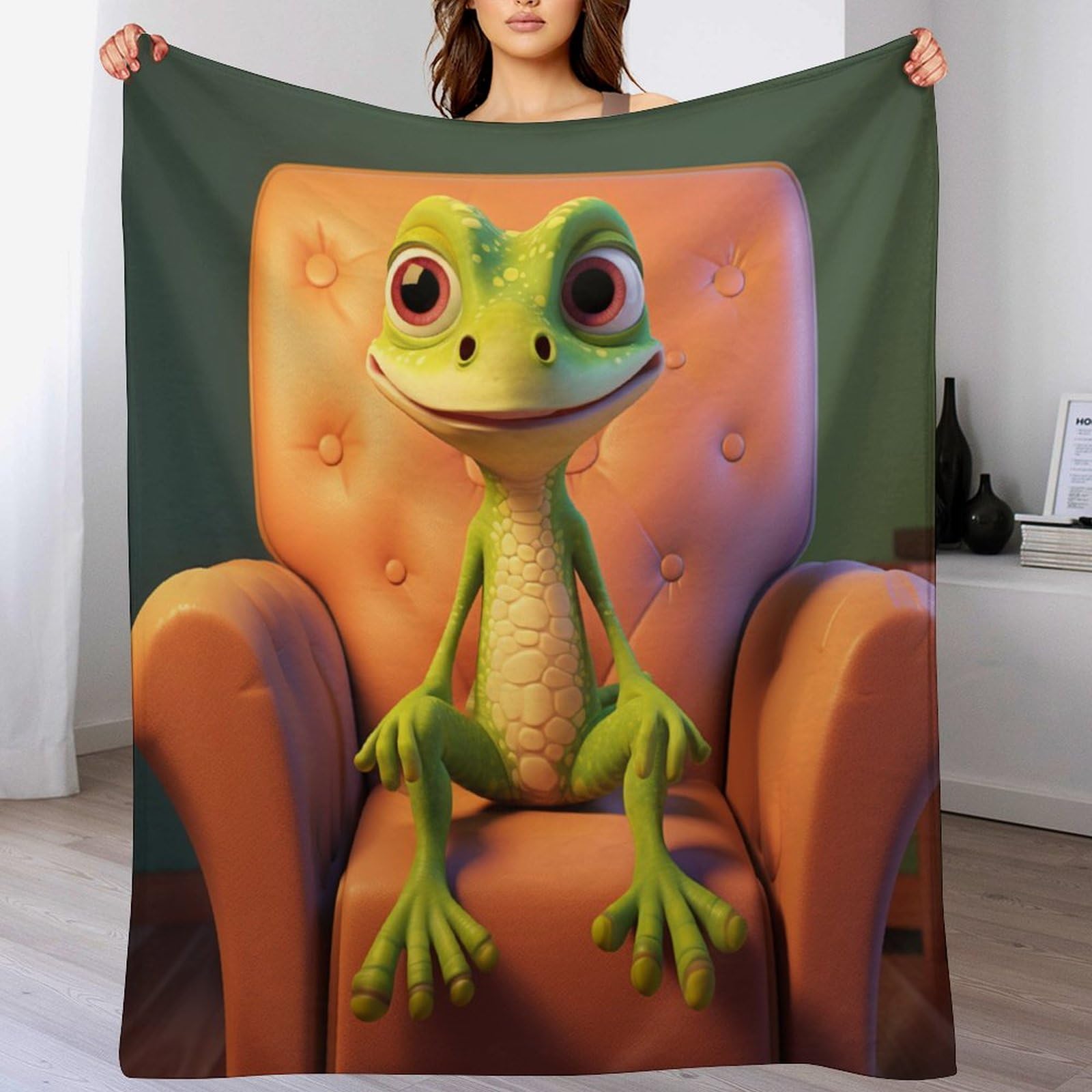 Süßer Gecko Decke Kuscheldecke Übergroße Warme Super Weiche Schlafdecke 180×200cm