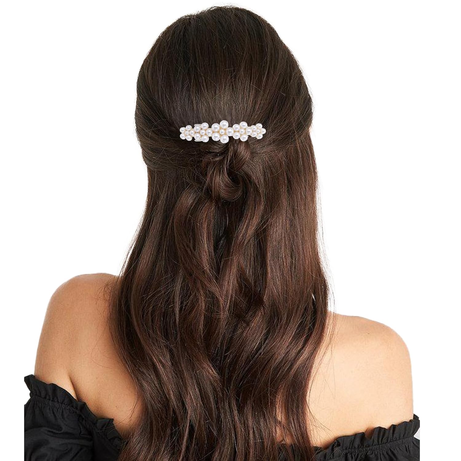 2Pcs Pearl Clips for Hair,Elegant Flower Pearl Barrette Jewelry Accessories for Women Hair Barrettes Wedding Brides Party Daily Use Christmas Gifts - Image 7