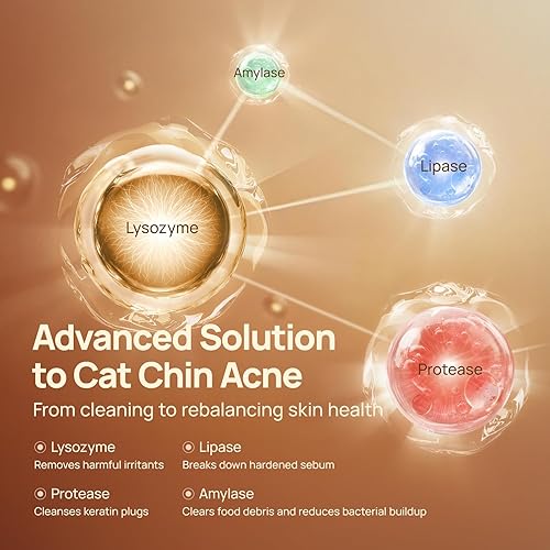 HICC PET Cat Chin Acne Finger Wipes – Gentle Enzyme Complex Care for Feline Acne & Blackheads, Vet Recommended Daily Chin Cleaning Wipes, No-Rinse Natural Formula(Unscented,50pcs)