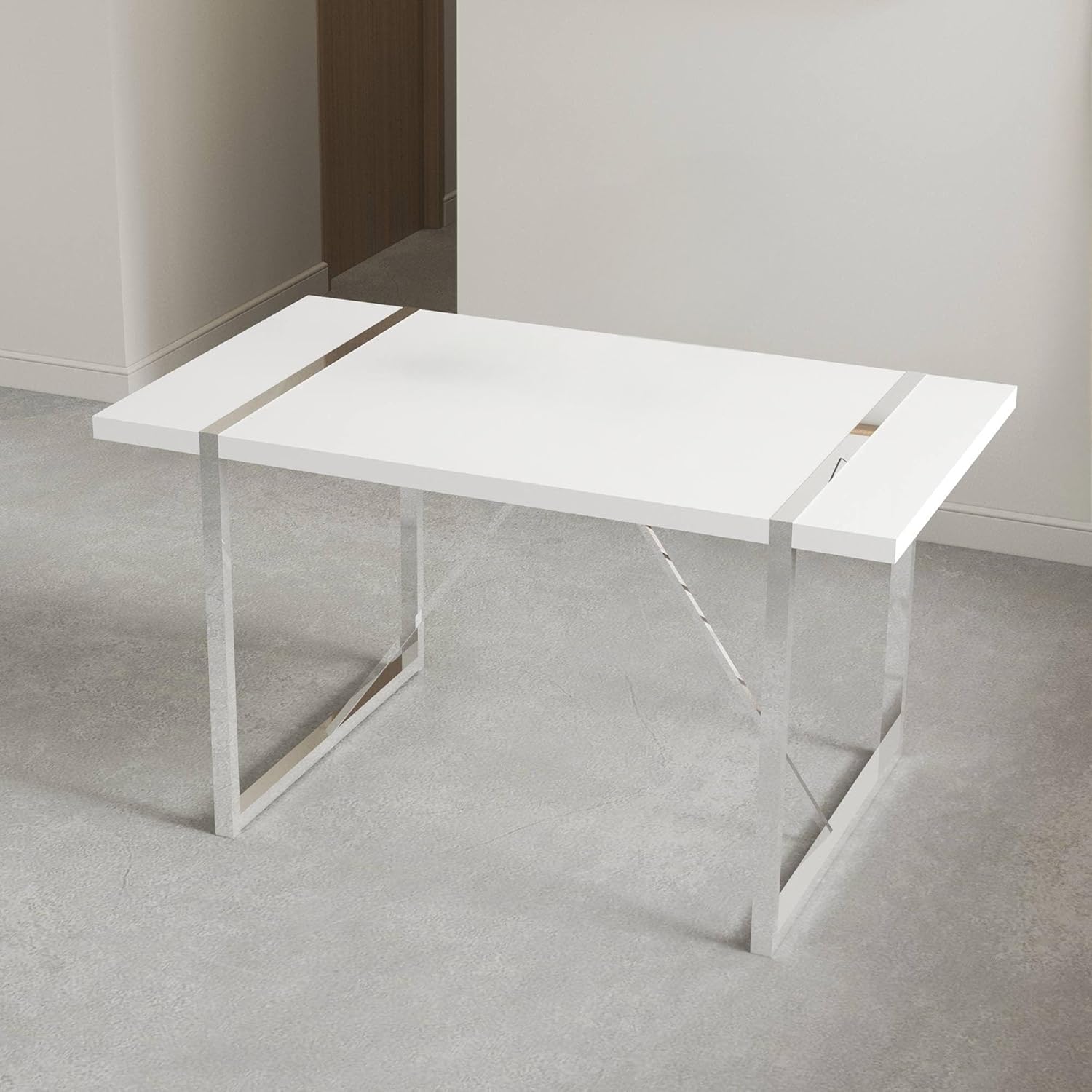 Luffyoll Modern Dining Table with Wood Top and Plating