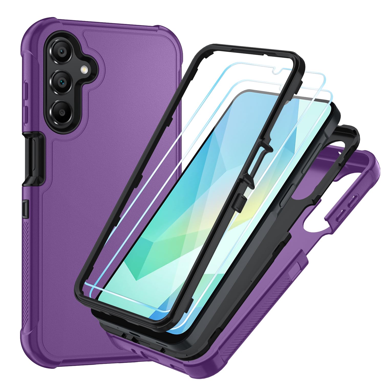 Suncasetor for Samsung Galaxy A16 5G Case : 3-Layer Shockproof Phone Cover with HD Screen Protector,Hybrid Protective Military-Grade Protection for