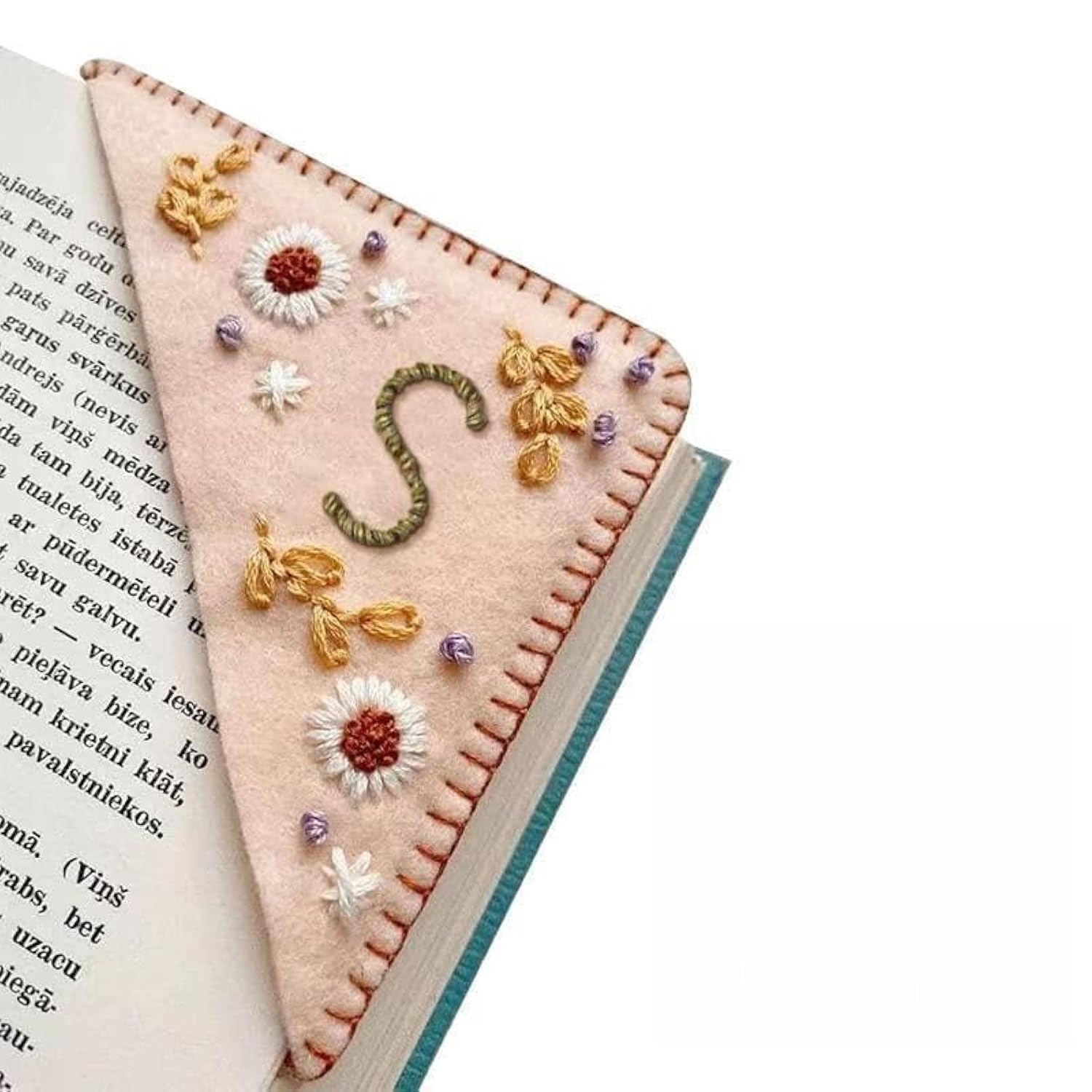 MOTEERLLU Personalized Hand Embroidered Corner Bookmark with A-Z Initial, Cute Book Markers for Reading Women, Book Lovers Gifts for Friends Mom &