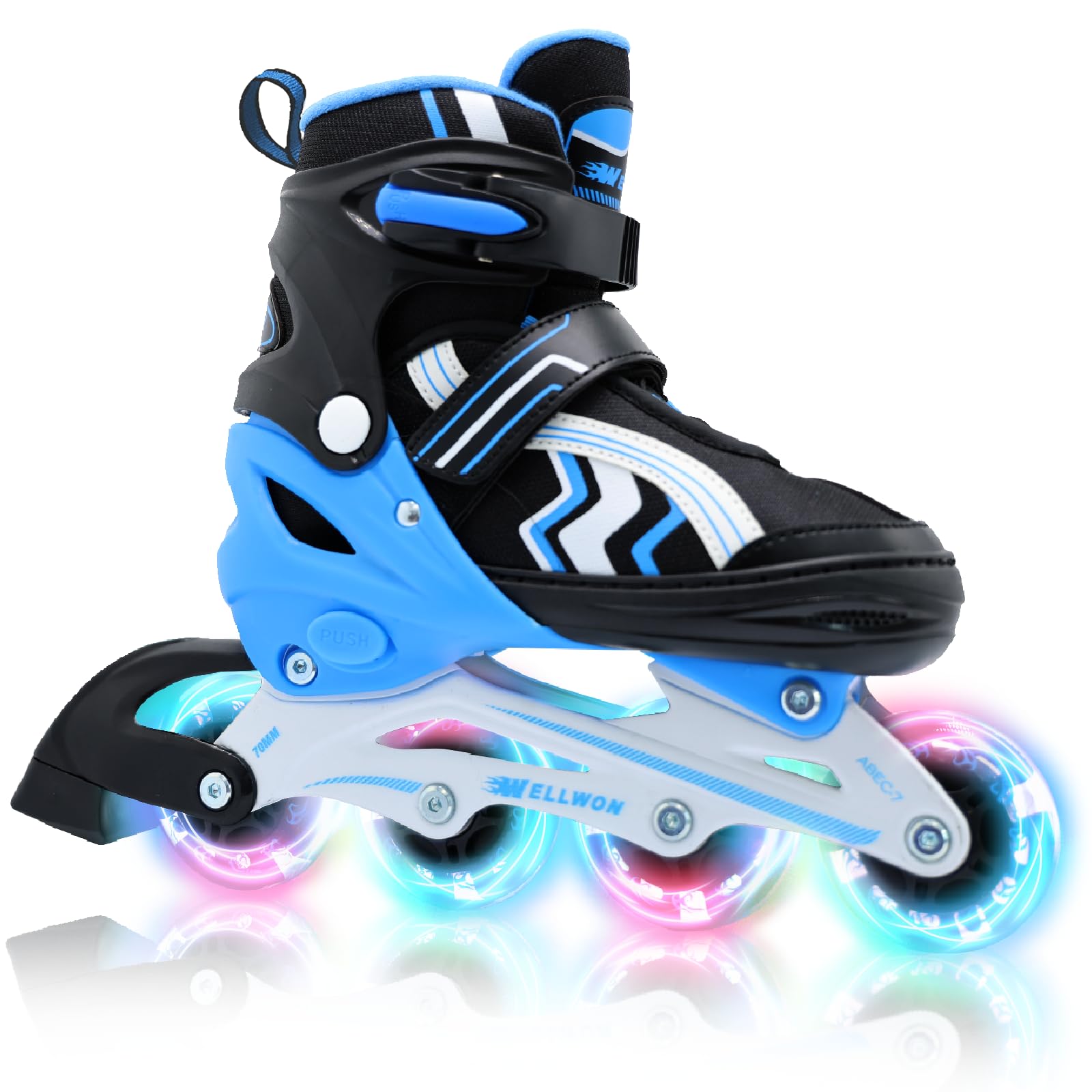 WELLWON Inline Skates Kids Blades Skate for Boys Girls Indoor & Outdoor Beginners, Adjustable Kids Flashing Inline Skate Shoes
