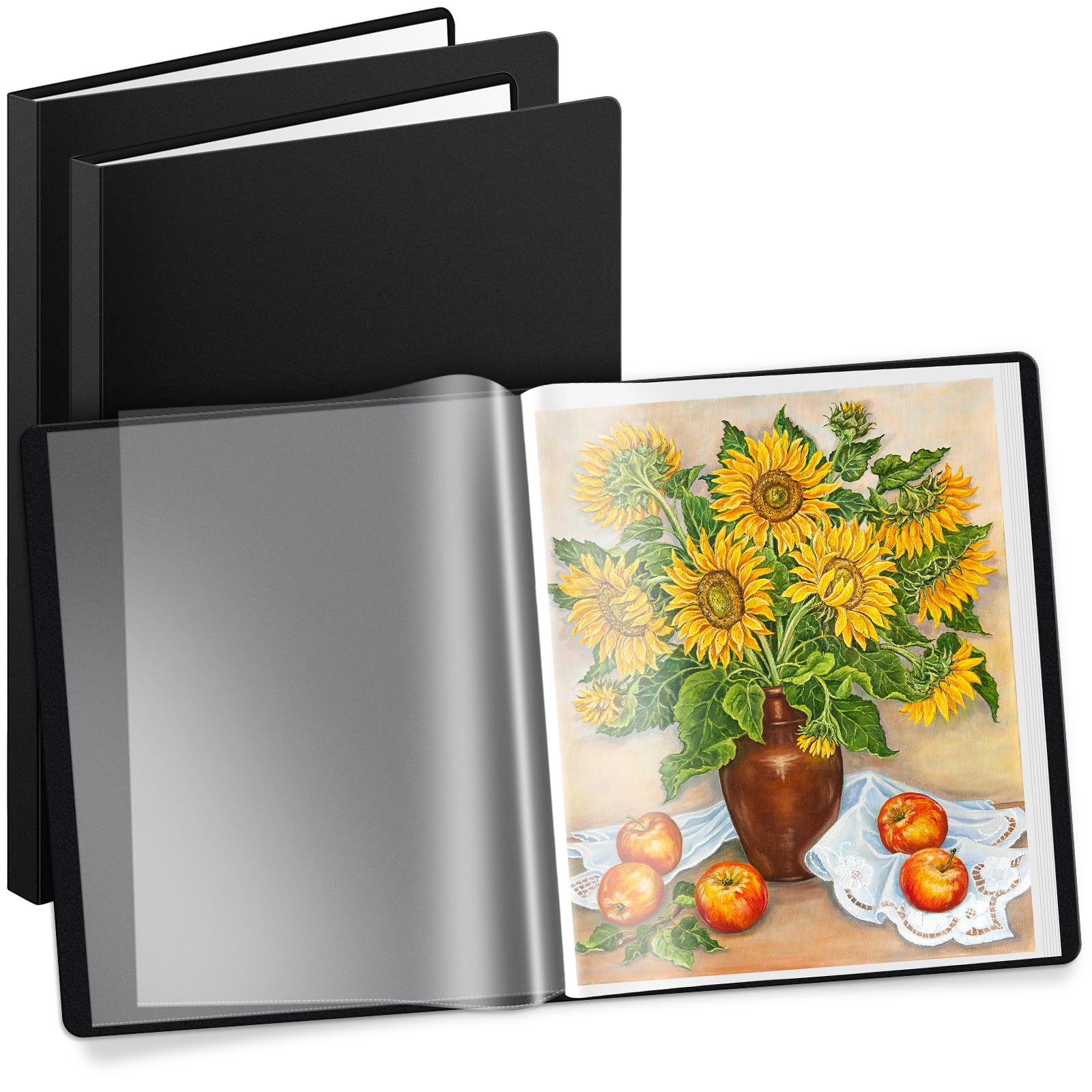 Affrolling 6 carpetas de arte de 11 x 14 pulgadas para obras de arte, 24 bolsillos, 48 páginas, carpeta de presentación de 11 x 14 pulgadas con fundas protectoras de plástico, organizador de carpetas