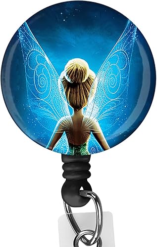 Fairy - Soporte para tarjeta de identificación retráctil con pinza de cocodrilo para nombre de enfermera para tarjetas de identificación