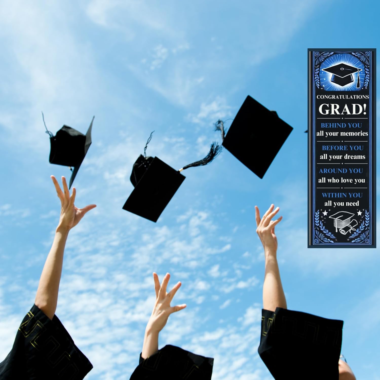 Congrats Congratulations Grad Graduation Bookmarks Glossy Book Marker, Bulk Gifts for Graduates, Seniors, Teachers, Classmates, Premium Glossy Card Stock Made in USA 100 Count