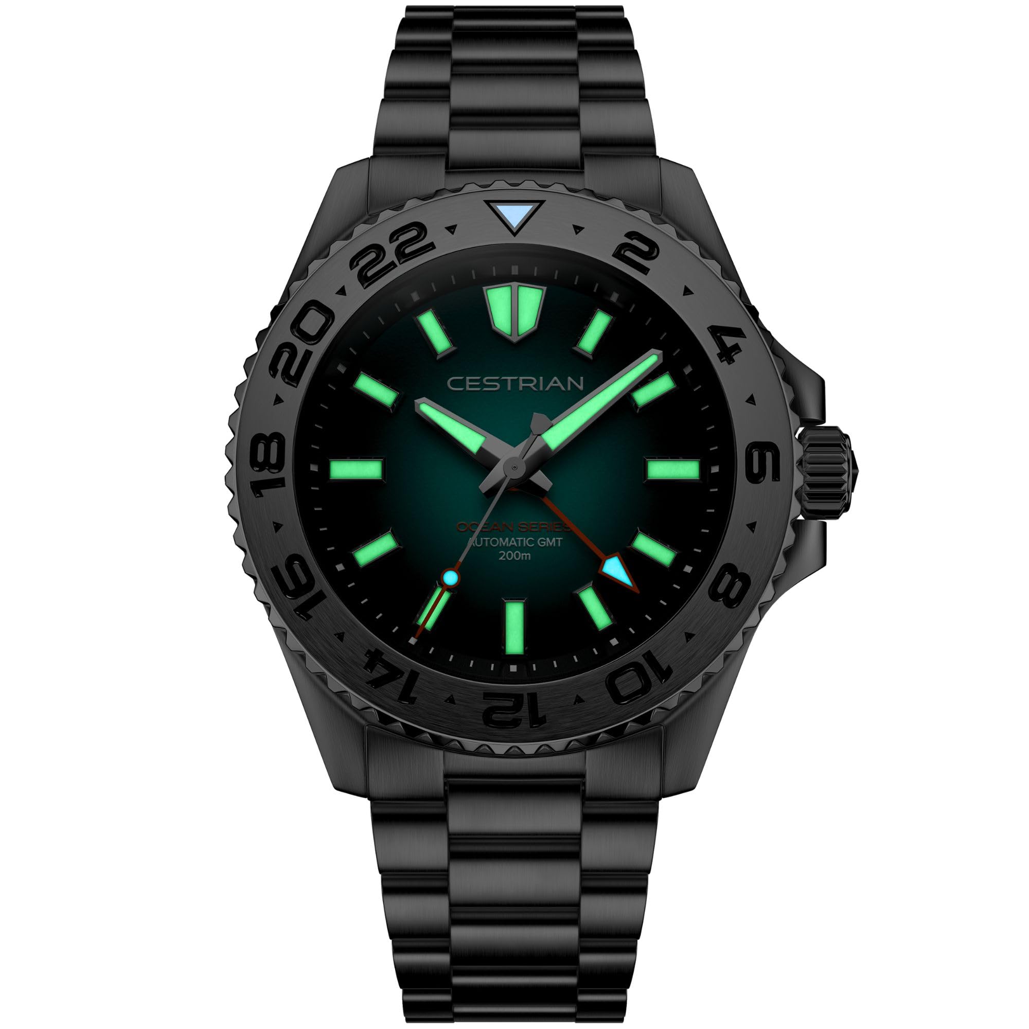 Cestrian Ocean Series 42 mm Automatik-Herrenuhr, tropisches blaues Zifferblatt, Gehäuse und Armband aus 316L-Edelstahl, wasserdicht bis 200 m
