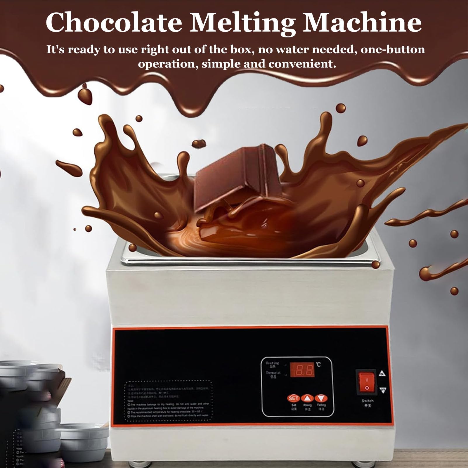 Tempéreuse à Chocolat numérique 500 W,Appareil à Fondre Le Chocolat Professionnel avec contrôle numérique de la température pour Faire Fondre Le Chocolat,Le Lait et la crème Four-Cylinder