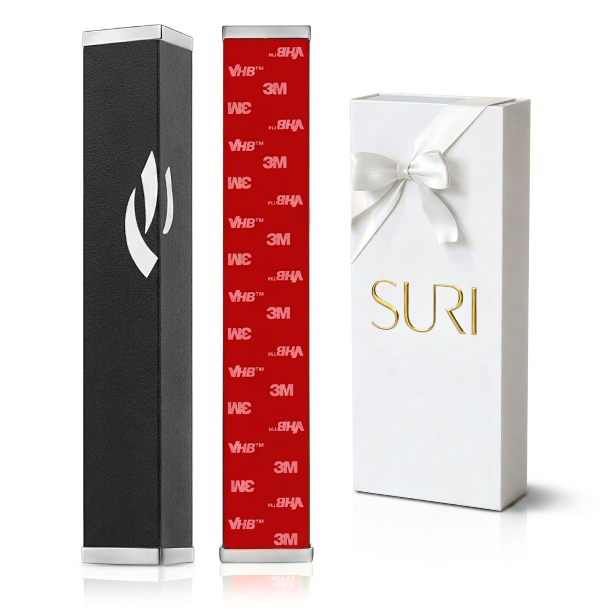 Étui Mezouzah noir 12,7 cm avec parchemin Klaf et housse de porte au motif flammes SURI