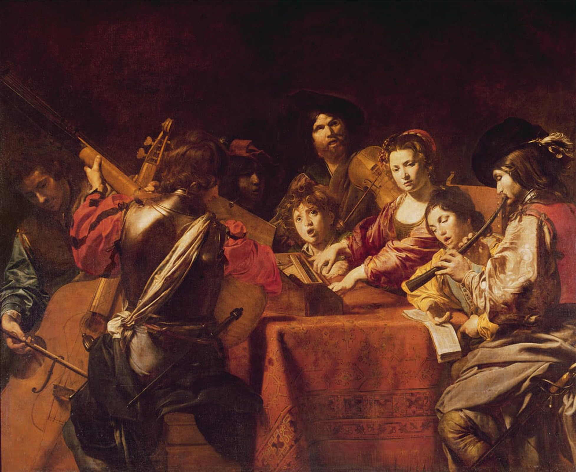 ARTXLXXBN Famous Prints Artwork Pictures Poster Painting Art Concert with Eight People by Valentin De Boulogne Artwork Landscape Pictures for Home Decor 60x90cm