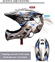 Vista 5 de Casco de cara completa para niños y niños, casco BMX multideporte desmontable para bicicleta sucia de montaña