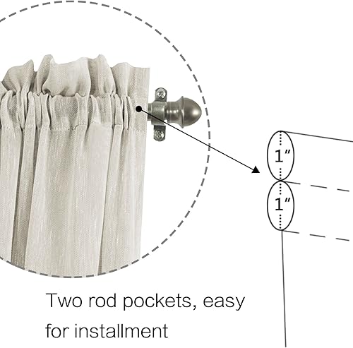 Miniatura 3 de H. Versailtex Lino Natural y Poly semi-láminas Premium suaves y ricos materiales paneles de cortina con abrazadera ajustable para patio puertapuerta