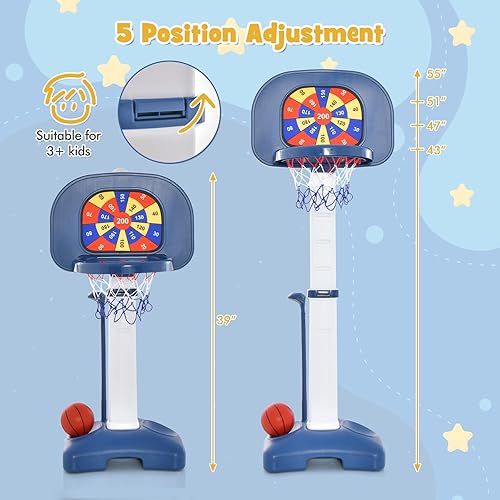 Miniatura 6 de HONEY JOY Kids Basketball Hoop, Outdoor Indoor Mini Basketball Goal Toy Stand, Adjustable Height, Play Game Preschool Birthday Gift, Toddler