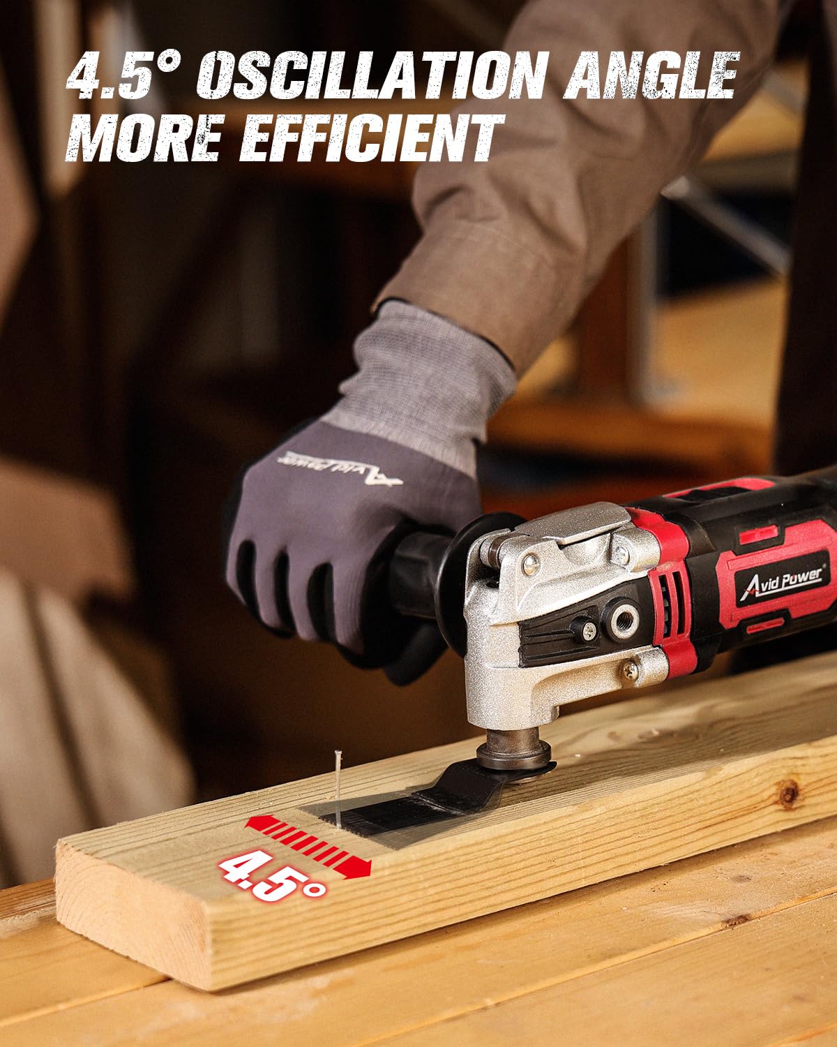 AVID POWER Oscillating Tool, 3.5-Amp Oscillating Multi Tool with 4.5° Oscillation Angle, 6 Variable Speeds and 11 pcs Saw Accessories, Auxiliary Handle — Amazon image 4