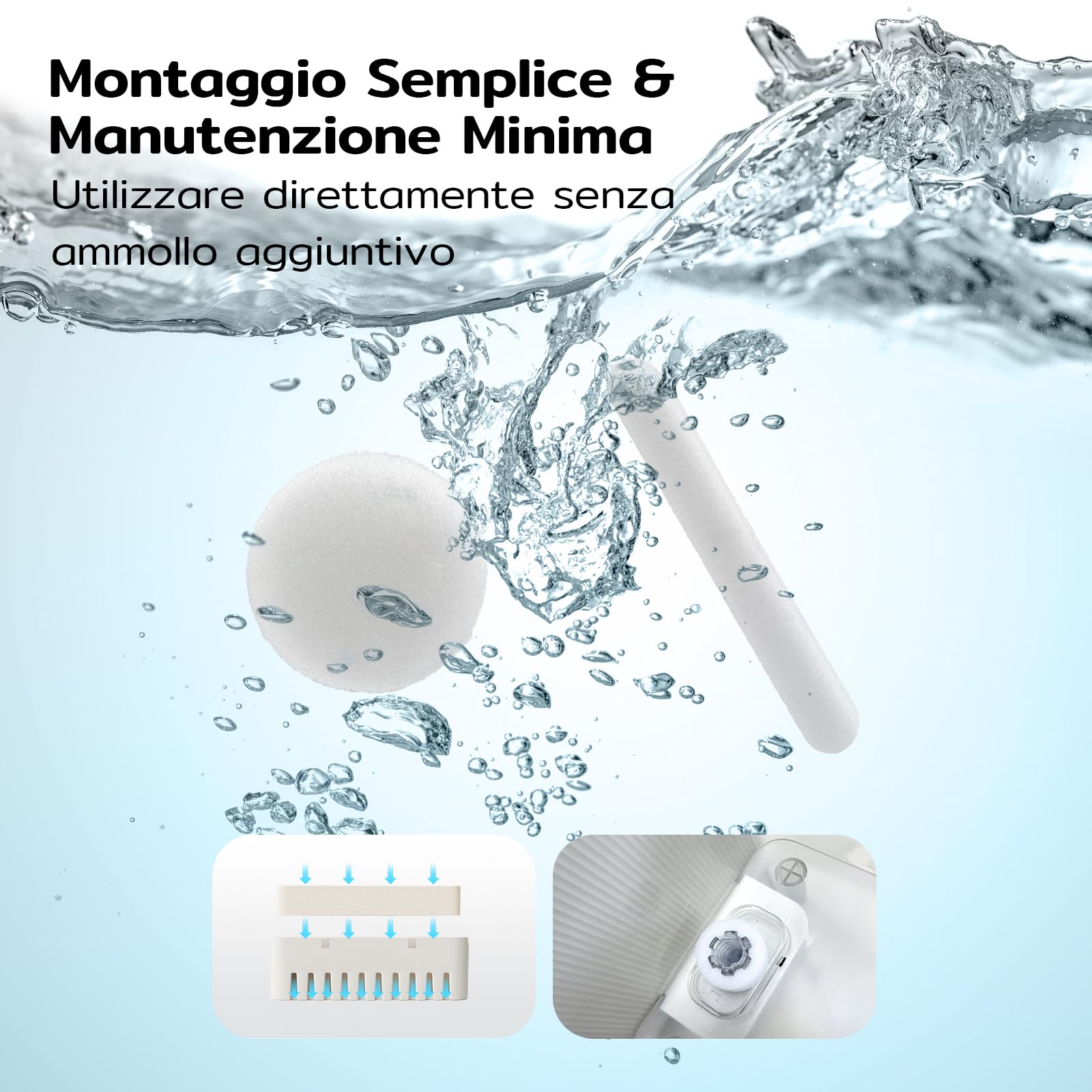 Amicura A3 Lite - Confezione da 6 filtri in tessuto non tessuto, filtro a doppio strato contro capelli e sporco, compatibile con fontane per gatti, colore: Nero/Bianco
