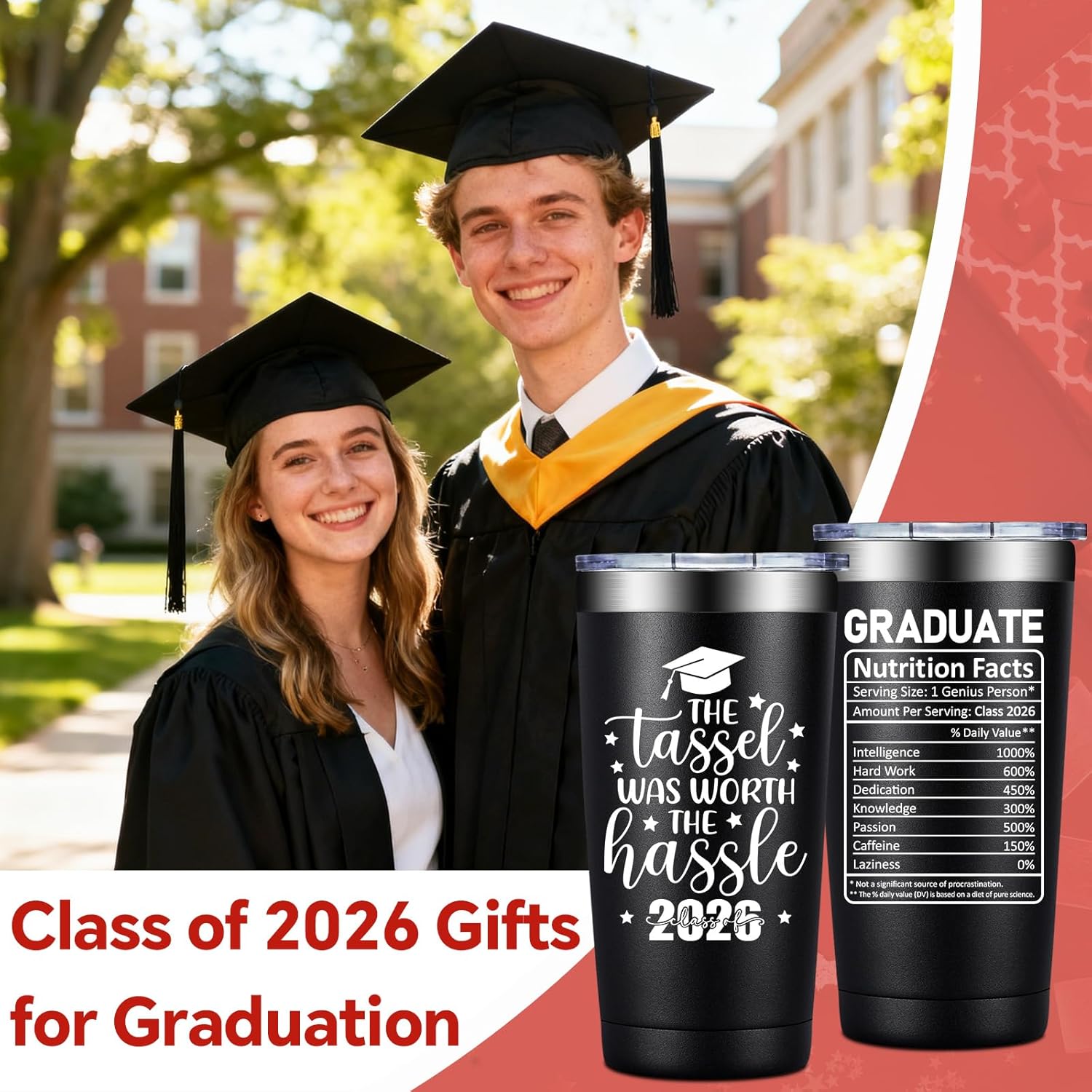 BIRGILT Class of 2026 Gifts for Graduation - Graduation Gifts for Her, Him - The Tassel Was Worth the Hassle Cup Tumbler 20oz - Image 3