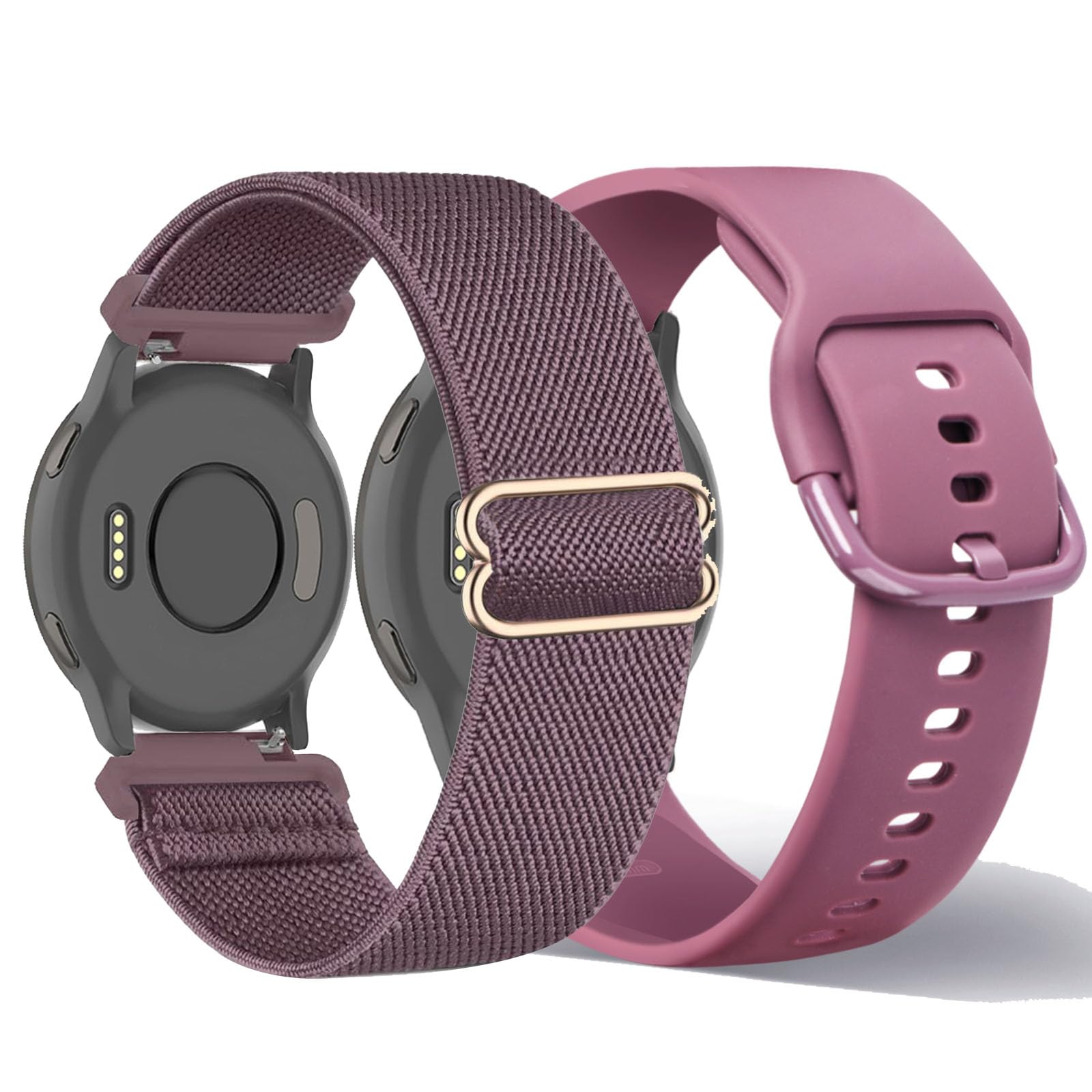 TUCOMO 2 Pack Stretchy Nylon & Silicone Watch Bands Compatible with Garmin Venu 2S/Venu 3S/Vivoactive 4S/Vivomove 3S