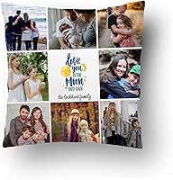 Vista 35 de Love and Family Collage - Almohada personalizada para pareja. Almohada de fotos personalizada con texto para cumpleaños, aniversario y Navidad.