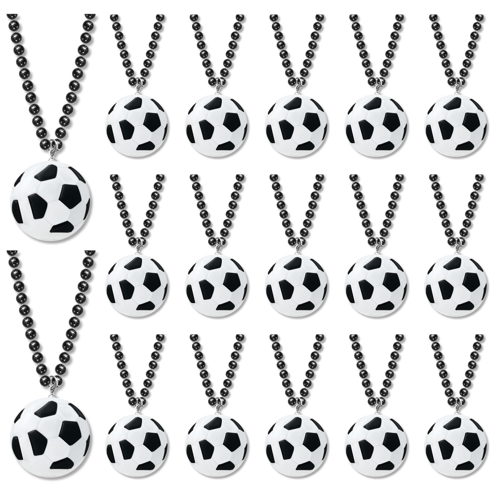 KeeStar 15 Pack Soccer Necklace Party Favors for Sports Themed Baby Shower, Birthday Party Goodie Bag Fillers, School Carnival Rewards, Classroom Prize