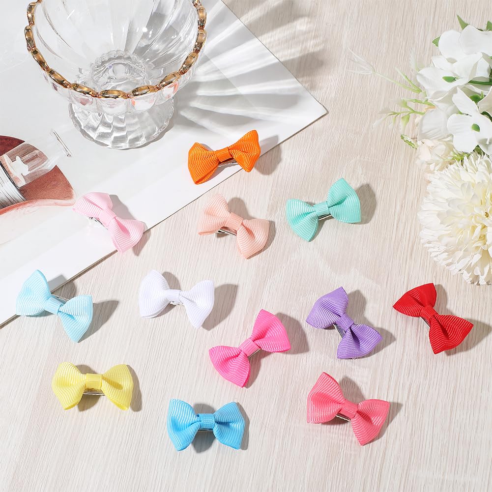 CREATCABIN 48 pz. Fiocchi Capelli Cani Piccoli Clip Fatti A Mano 12 Colori 3.6x2.35cm