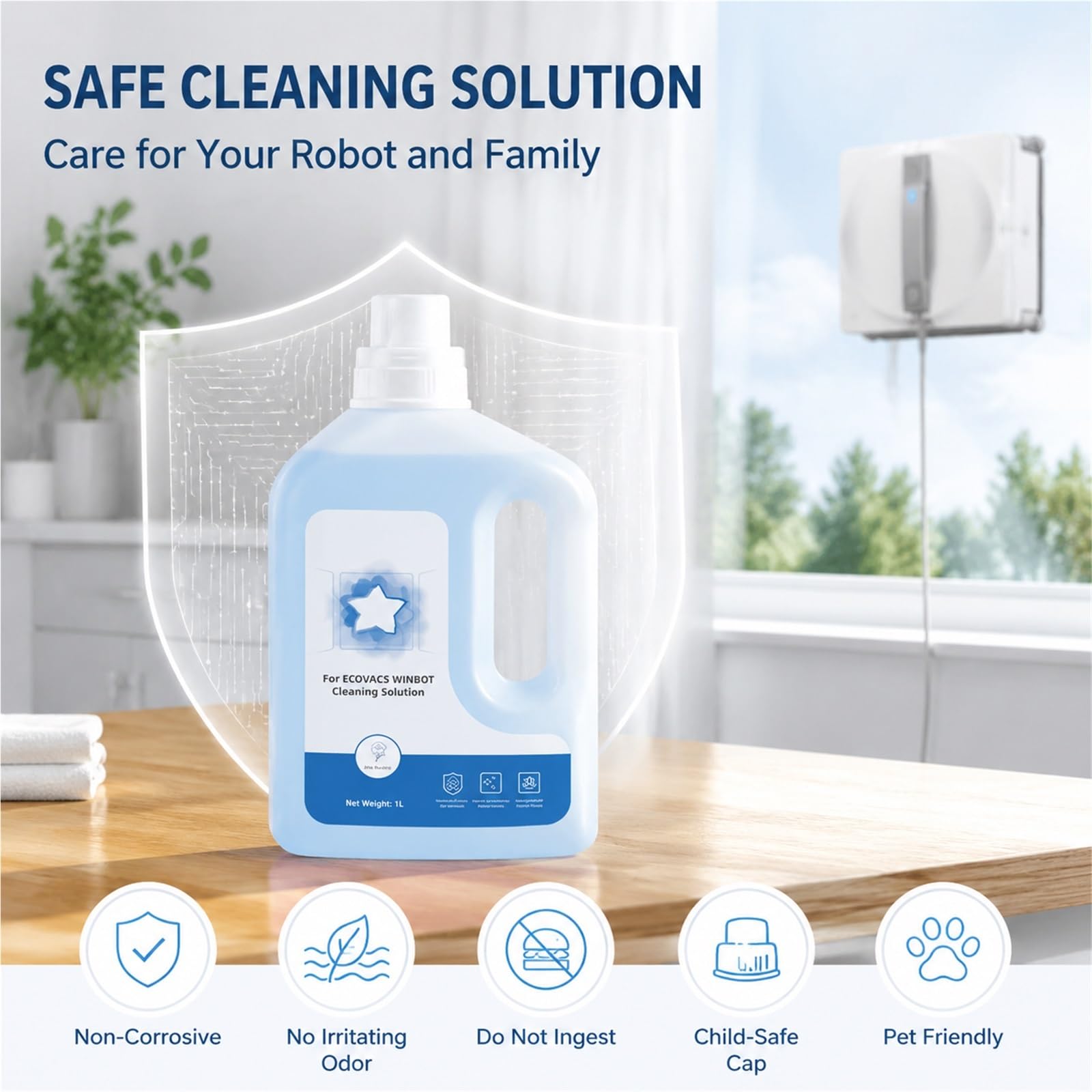 Solution Nettoyante for Vitres, 1L, 2 Bouteille, Parfum Bluebell