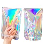 50pcs Resealable Holographic Bags Large Plastic Packaging Pouches Candys Sample Bag Clear Smell Proof Ziplock Bags Cosmetic Packaging for Small Business 5.5x9.6inch