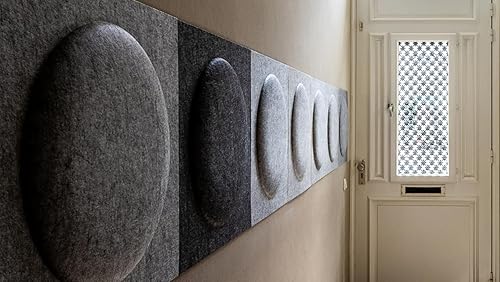 Miniatura 8 de Paneles acústicos 3D de pared, paquete de 12 paneles acústicos de arte circular de 12 x 12 pulgadas para decoración de pared interior, paneles