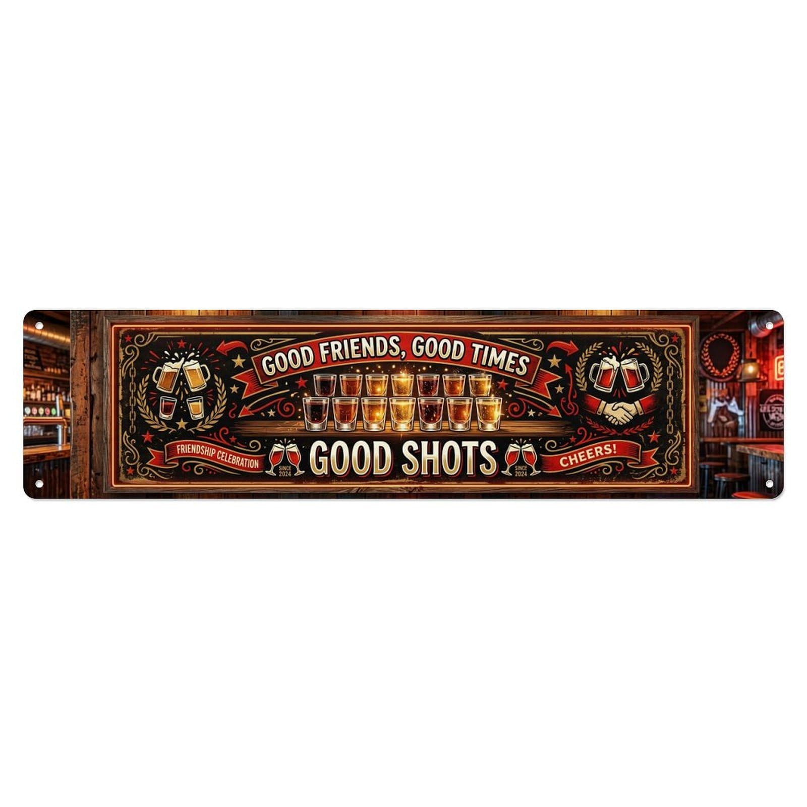 Shots Friends Bar Beverage Metal Tin Sign Plaque Wall Decor for Cafe, Club Bar, Office, Home Garden Metal Poster 4x16Inch