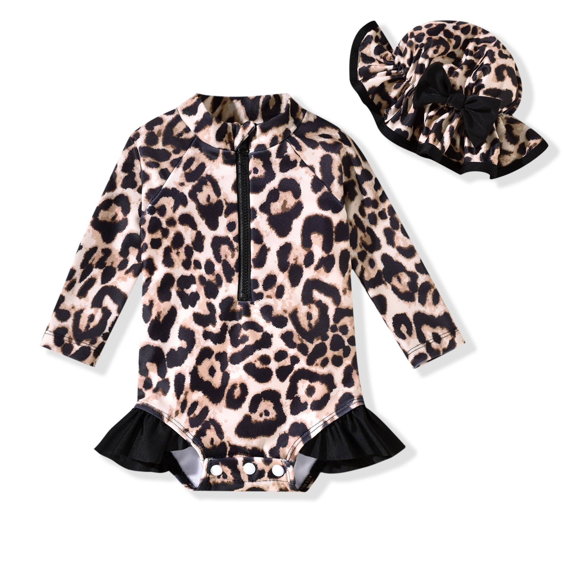Aalizzwell Baby Girls Long Sleeve One Piece Swimsuit with Hat