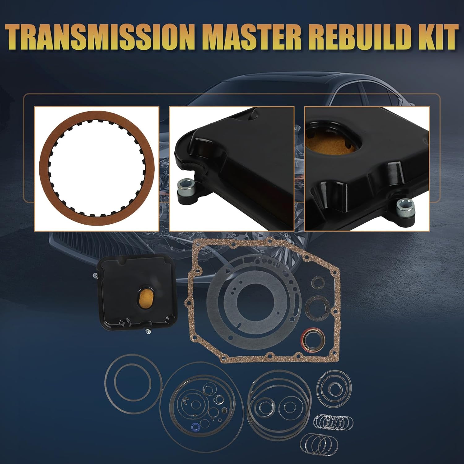 42RLE Transmission Master Rebuild Kit with Gaskets Friction Steel Plates Suitable Fit for 2004-2011 Endeavor 3.8L, Fits for 2007-2011 Wrangler 3.8L aftermarket part Replace 68332423AA 077909
