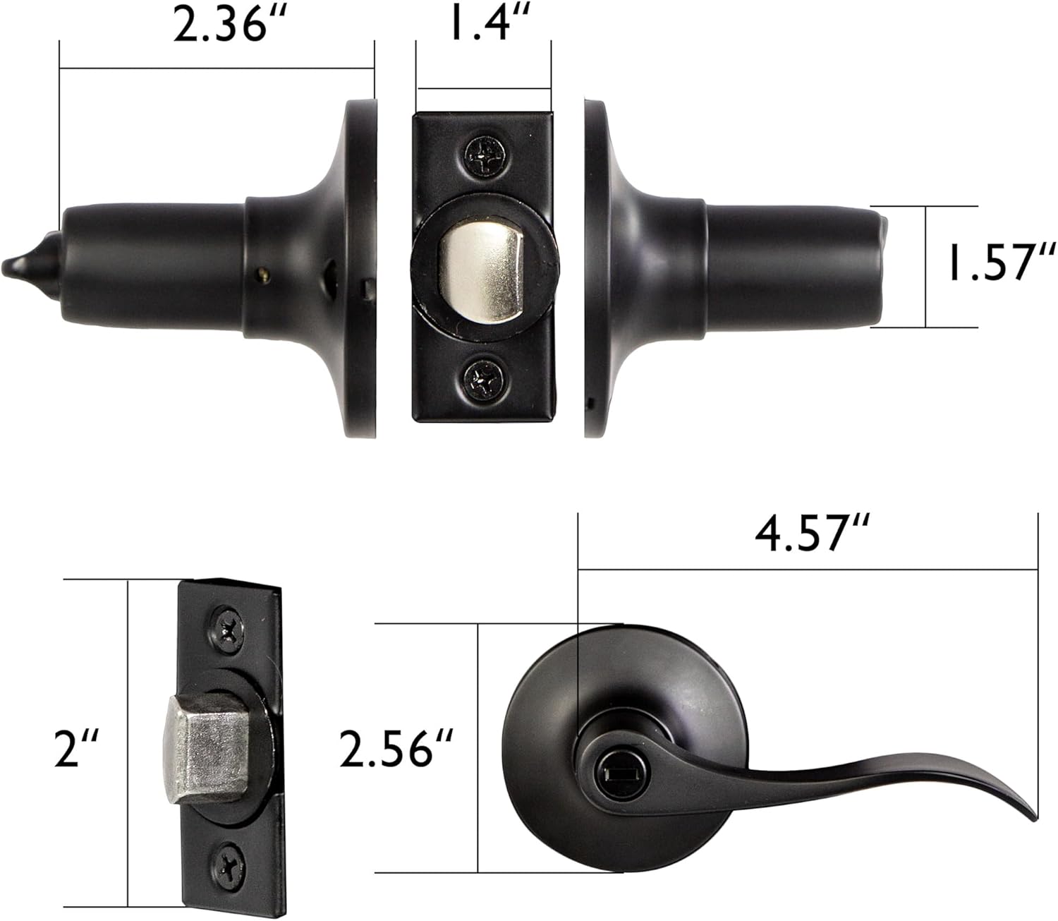 Design House 727958 Stratford 6-Way Universal Privacy Bed and Bath Door Lever Satin Nickel
