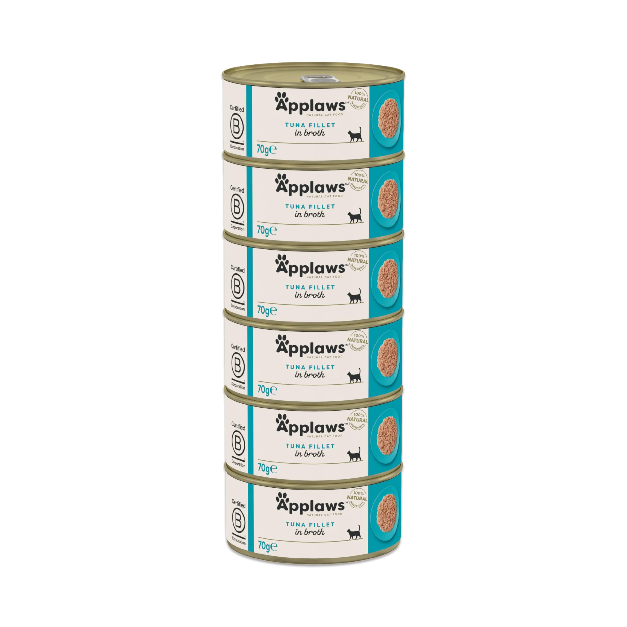 Applaws100% Natural Wet Cat Food, Tuna Fillet, 70g Tins Pack of 6