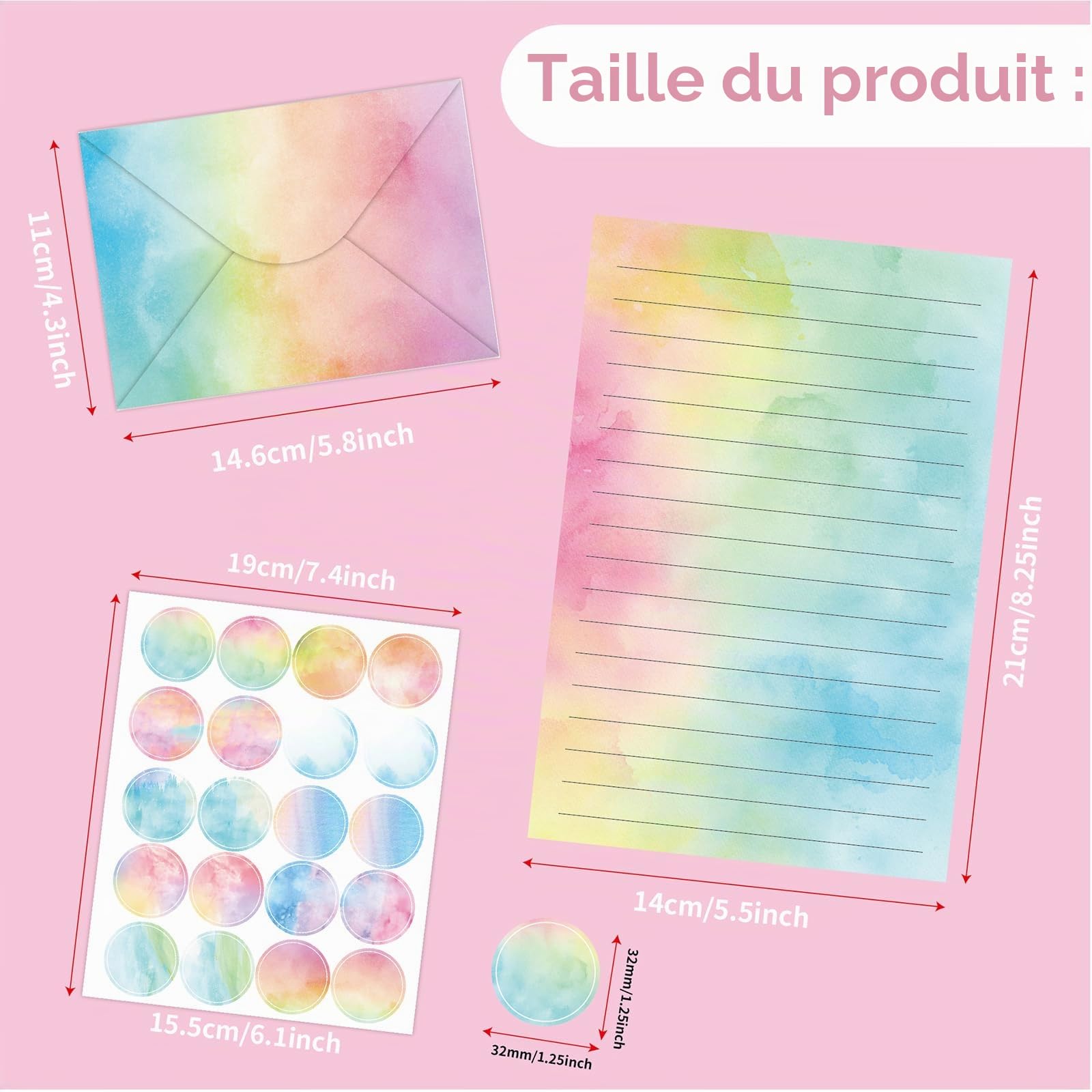 Ensemble de papeterie 160 pièces avec enveloppes, 50 feuilles A5 (10 motifs) et 50 enveloppes, idéal pour les cartes d'invitation et de vœux pour Bureau, Maison, l'école, Kit A