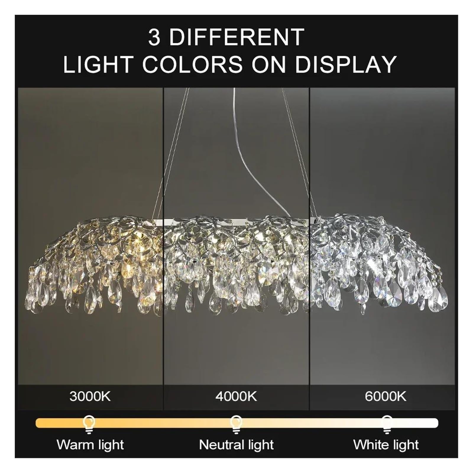 Genérico Lámparas de araña, Lámparas colgantes de techo modernas con LED cristal dorado cromado for sala estar, comedor, iluminación colgante, lámparas decoración del hogar(Chrome,L130xW54xH30cm)