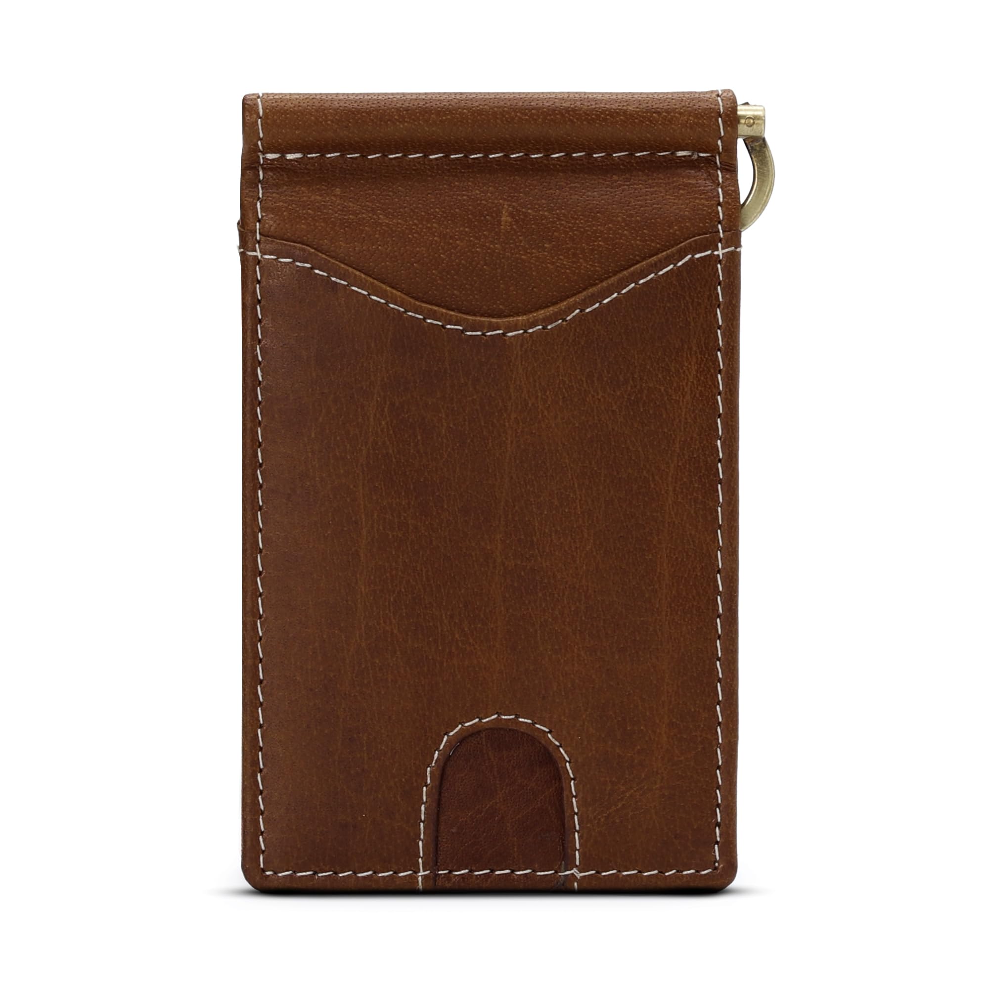 ROGUE WALLET Genuine Leather Minimalist Wallets - RFID Blocking with Money Clip - Interior & Exterior Card Pockets & More - Gift for Men (Brown)